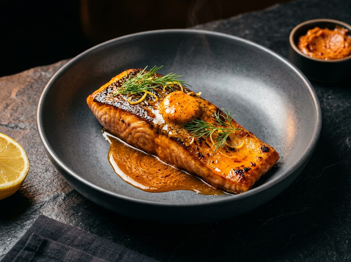Salmon with Spicy Miso Butter & Pak Choi