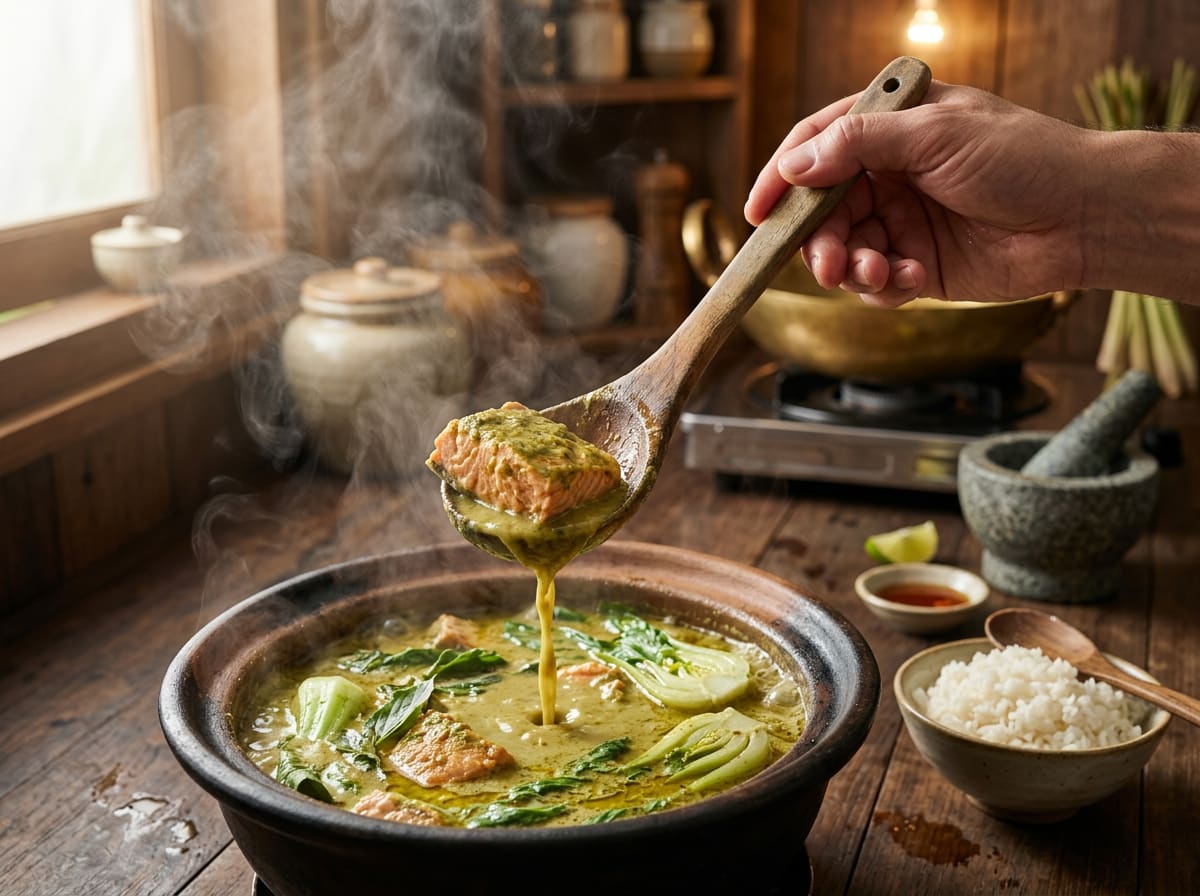 Simple Green Curry Salmon with Bok Choy