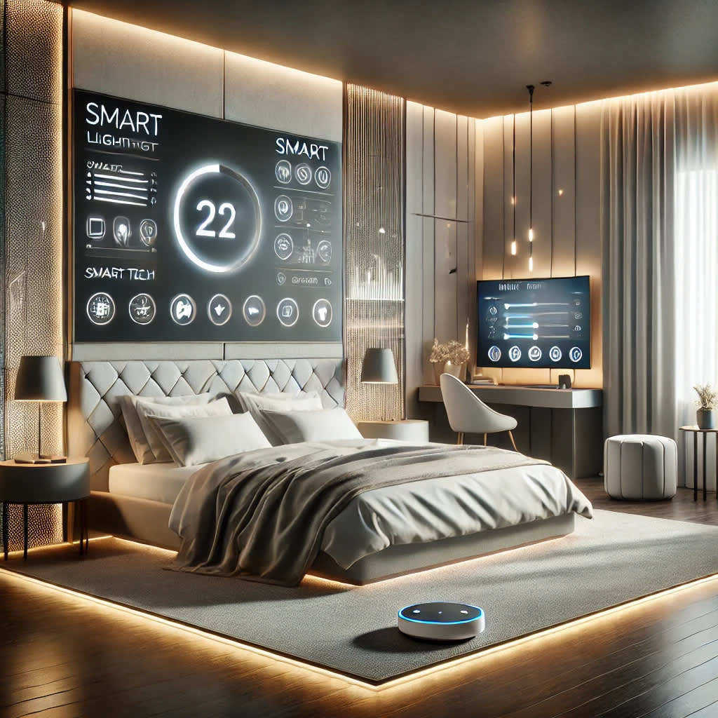 smartphone bluetooth pairing modern bedroom lifestyle minimalist