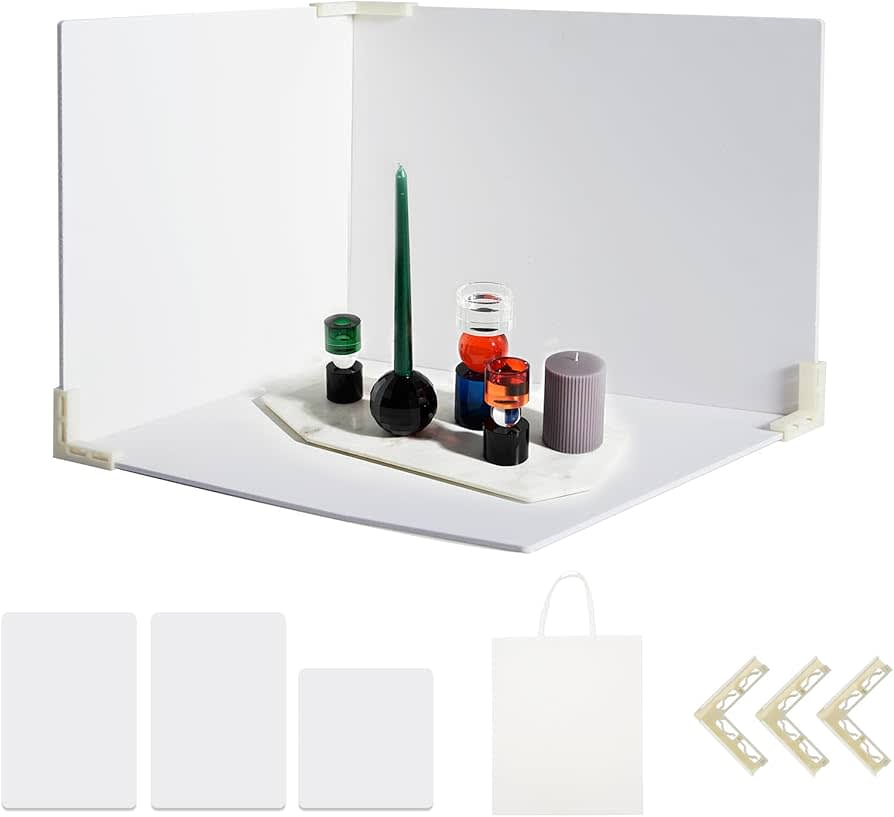 three modern silicone products comparison flatlay white background minimalist