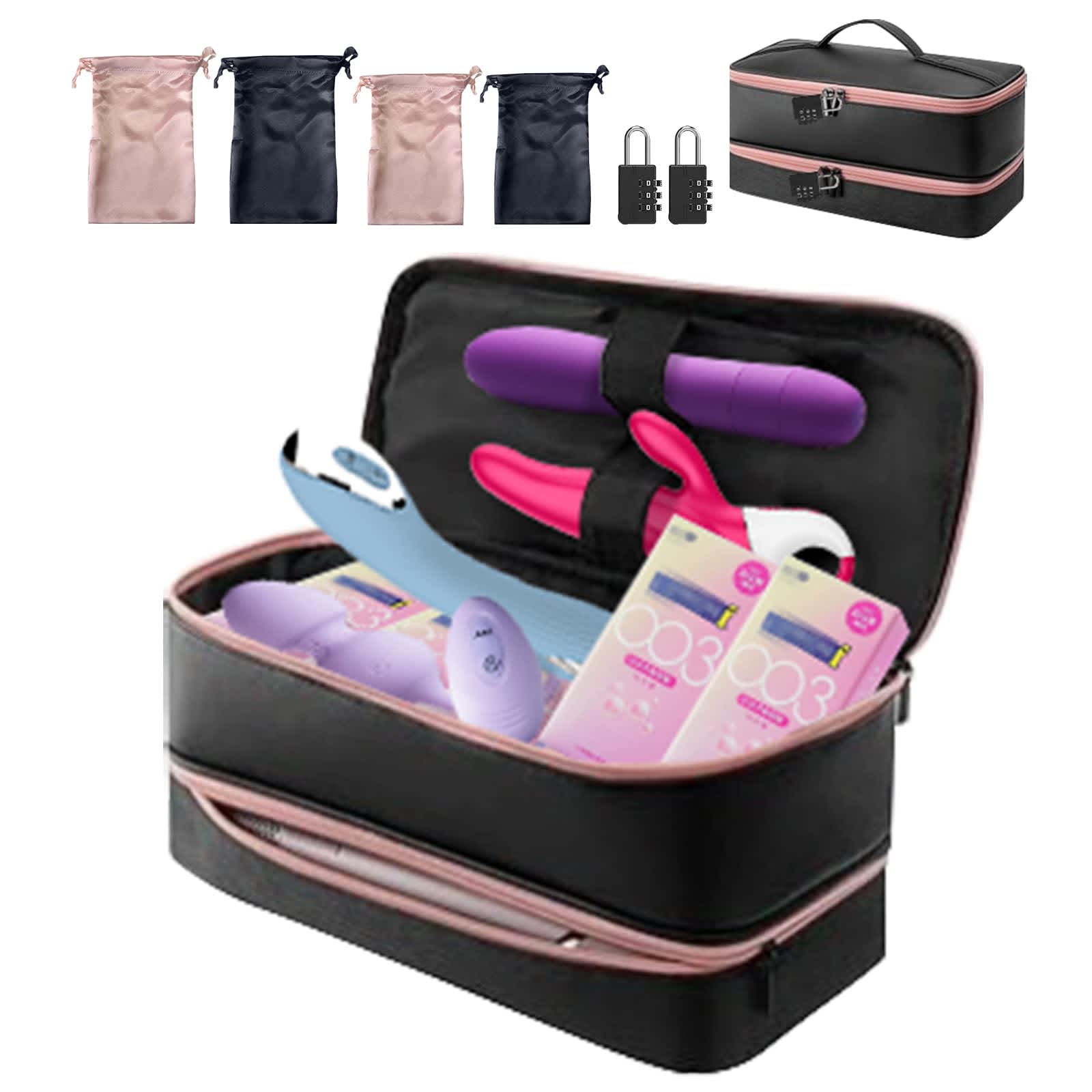 discreet vibrator travel pouch case zippered carrying bag product photography