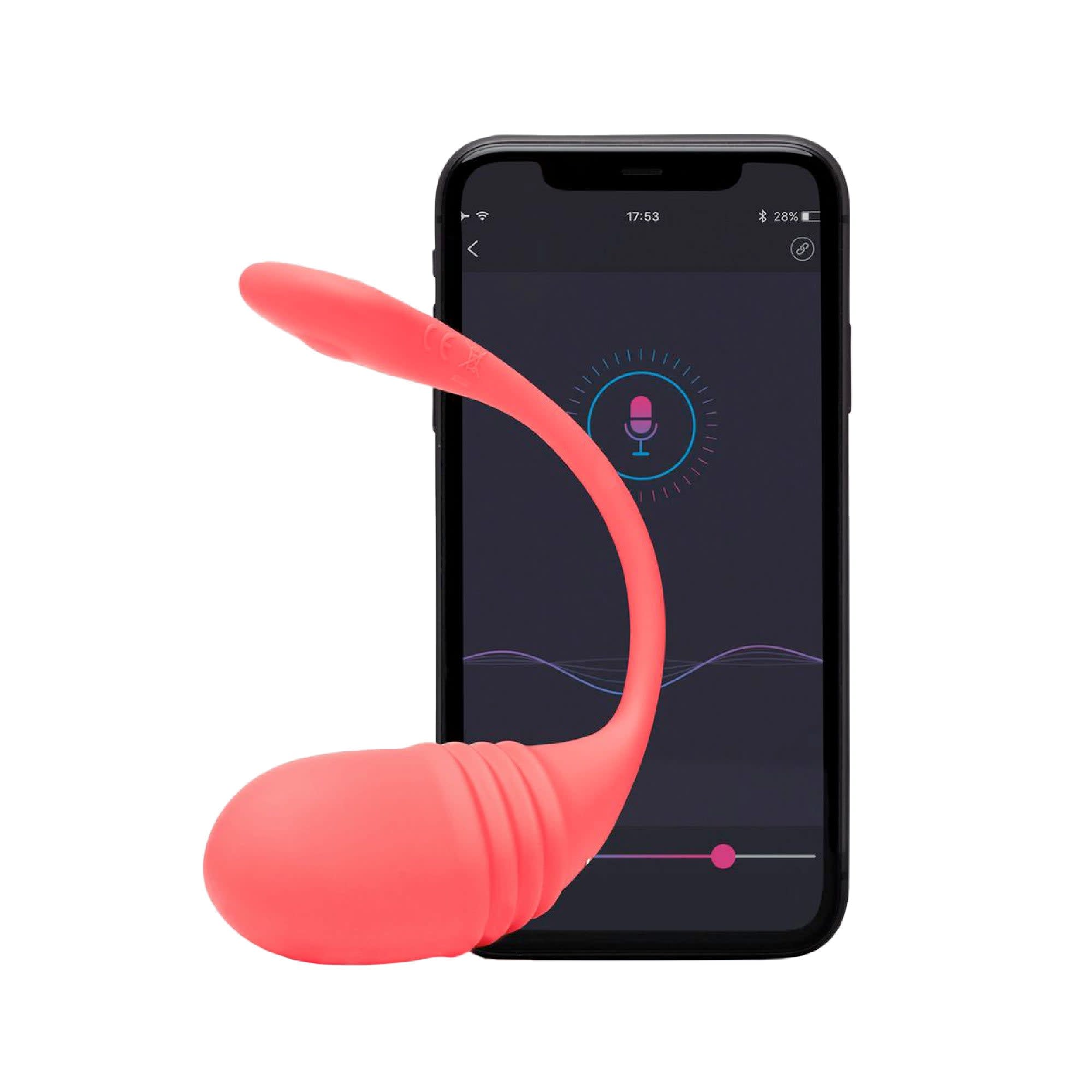 Lovense app controlled vibrator smartphone product photography white background