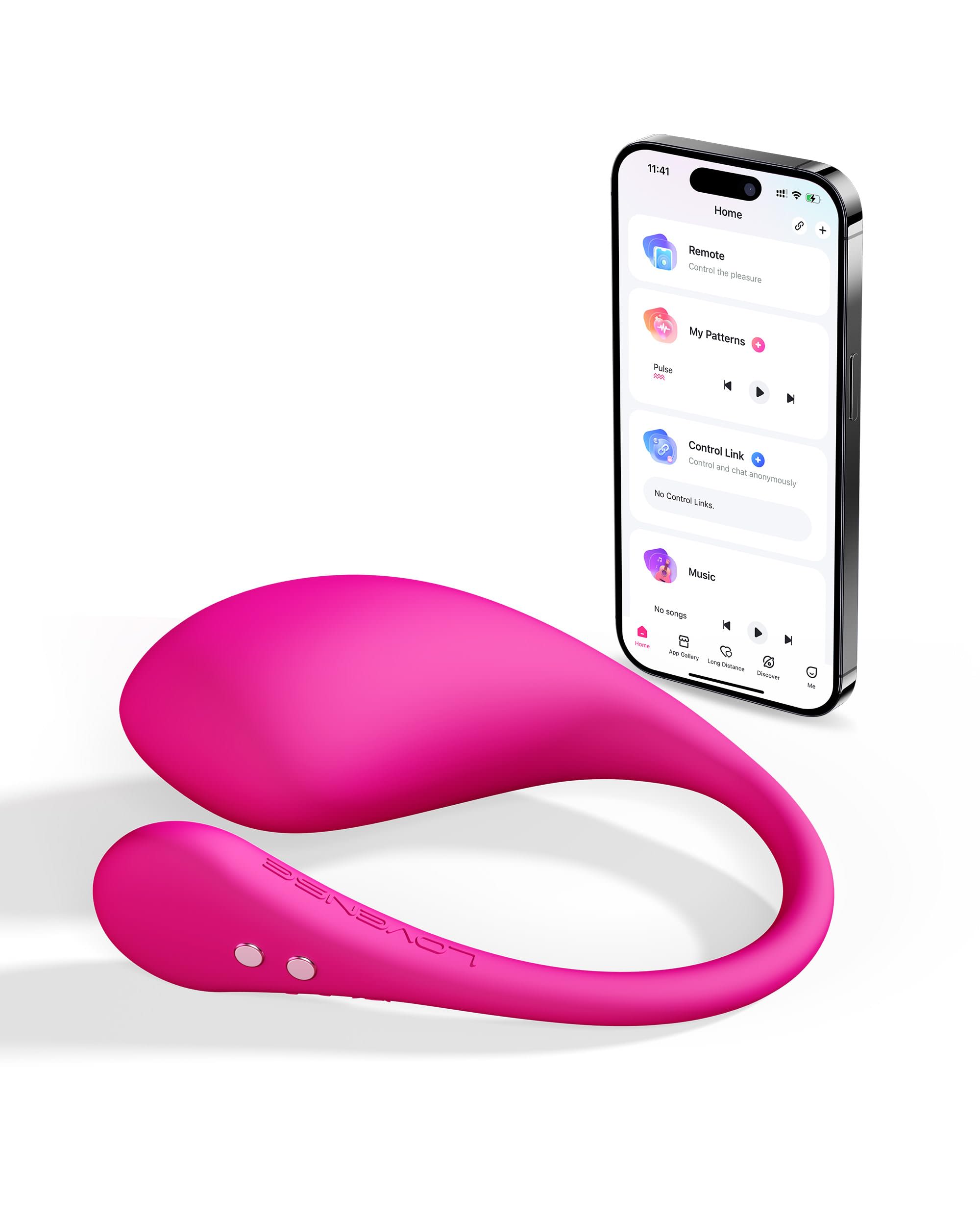 Lovense Lush 3 pink vibrator app pairing product photography