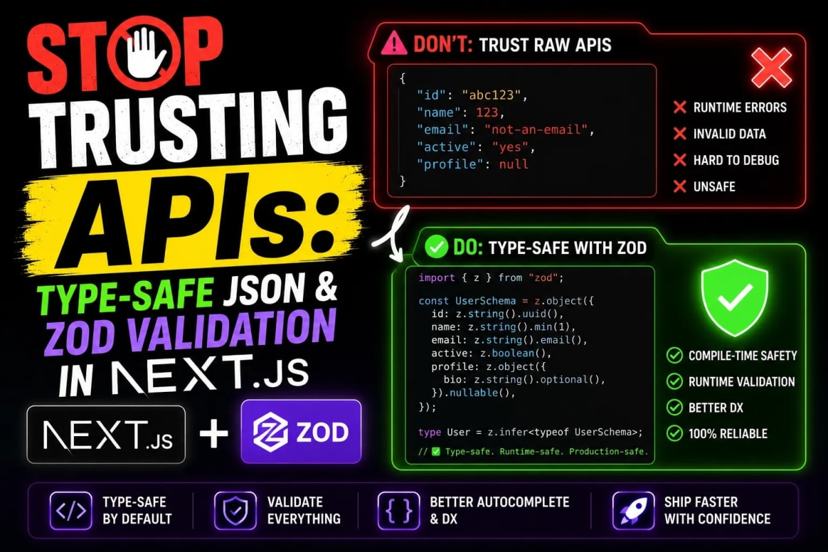 Stop Trusting APIs: Type-Safe JSON & Zod Validation in Next.js