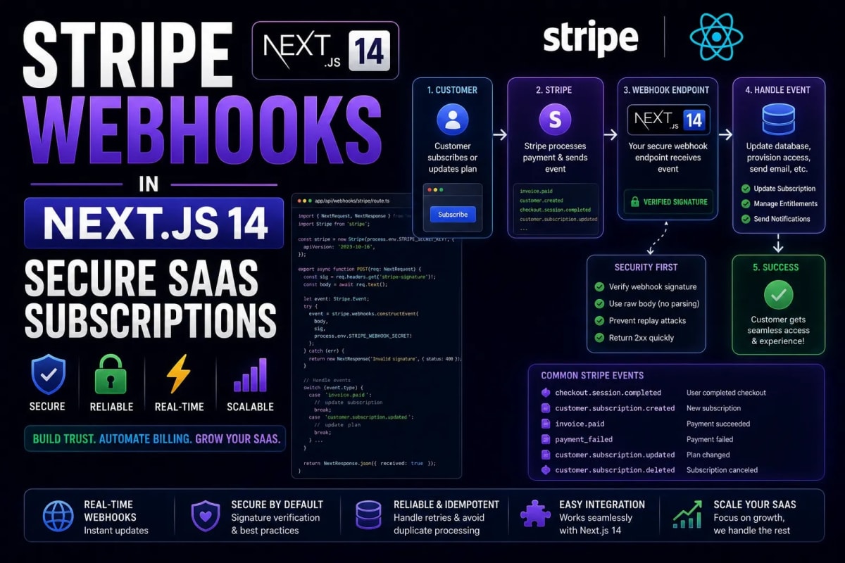 Stripe Webhooks in Next.js 14: Secure SaaS Subscriptions