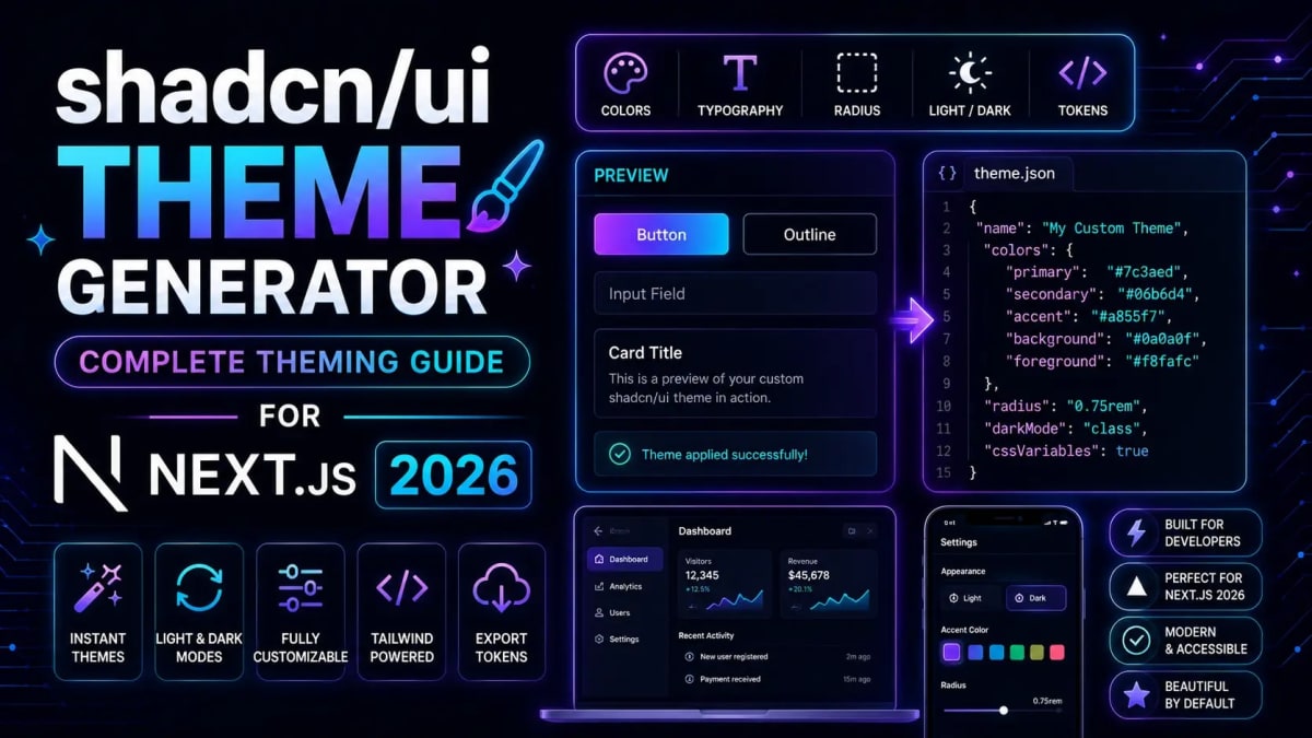 shadcn/ui Theme Generator - Complete Theming Guide for Next.js 2026