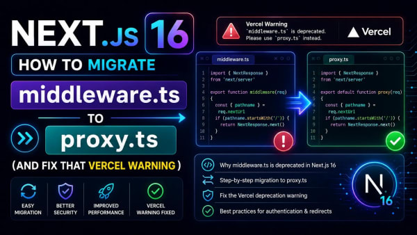 Next.js 16: How to Migrate middleware.ts to proxy.ts (And Fix That Vercel Warning)