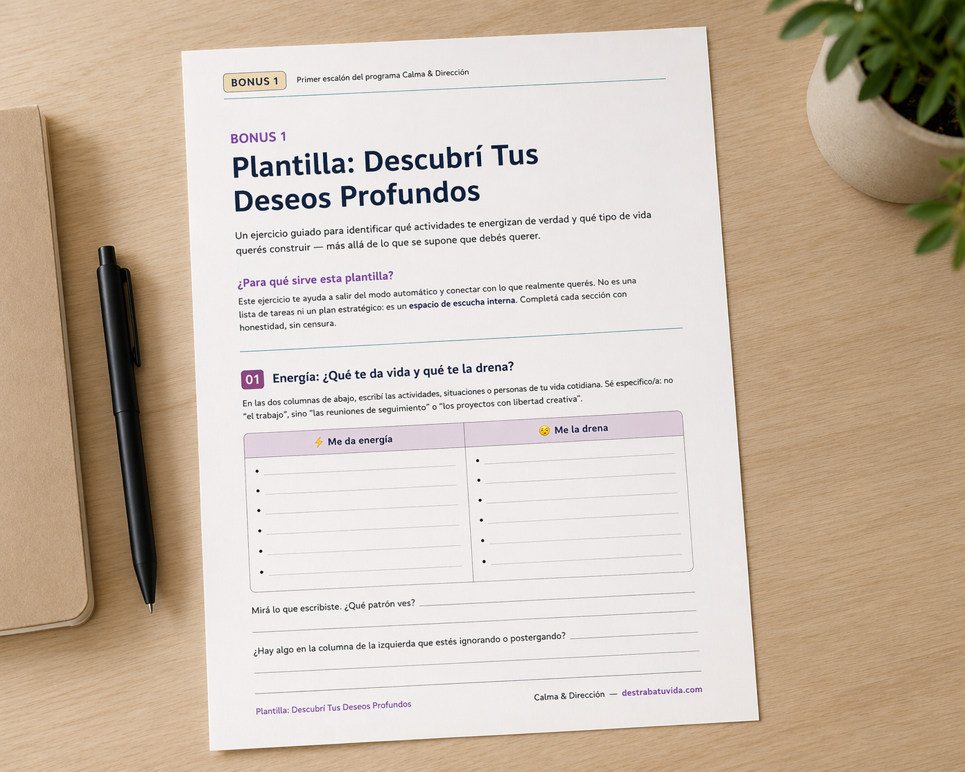 Plantilla: Descubre tus Deseos Profundos