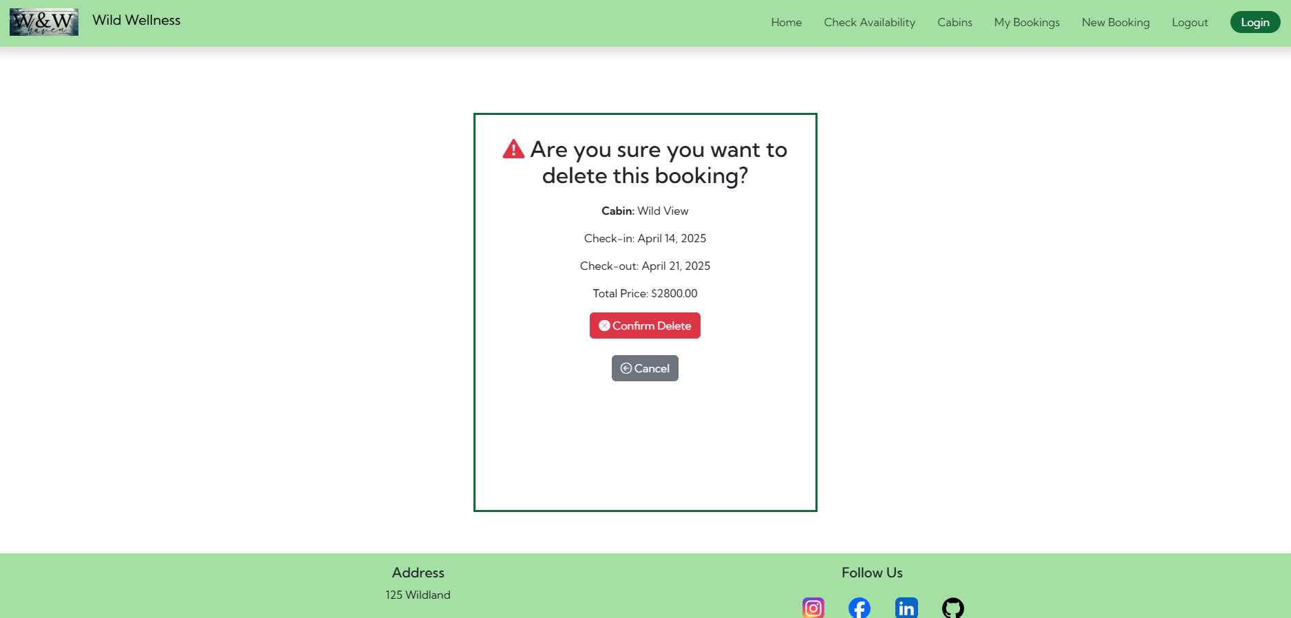 Delete Booking