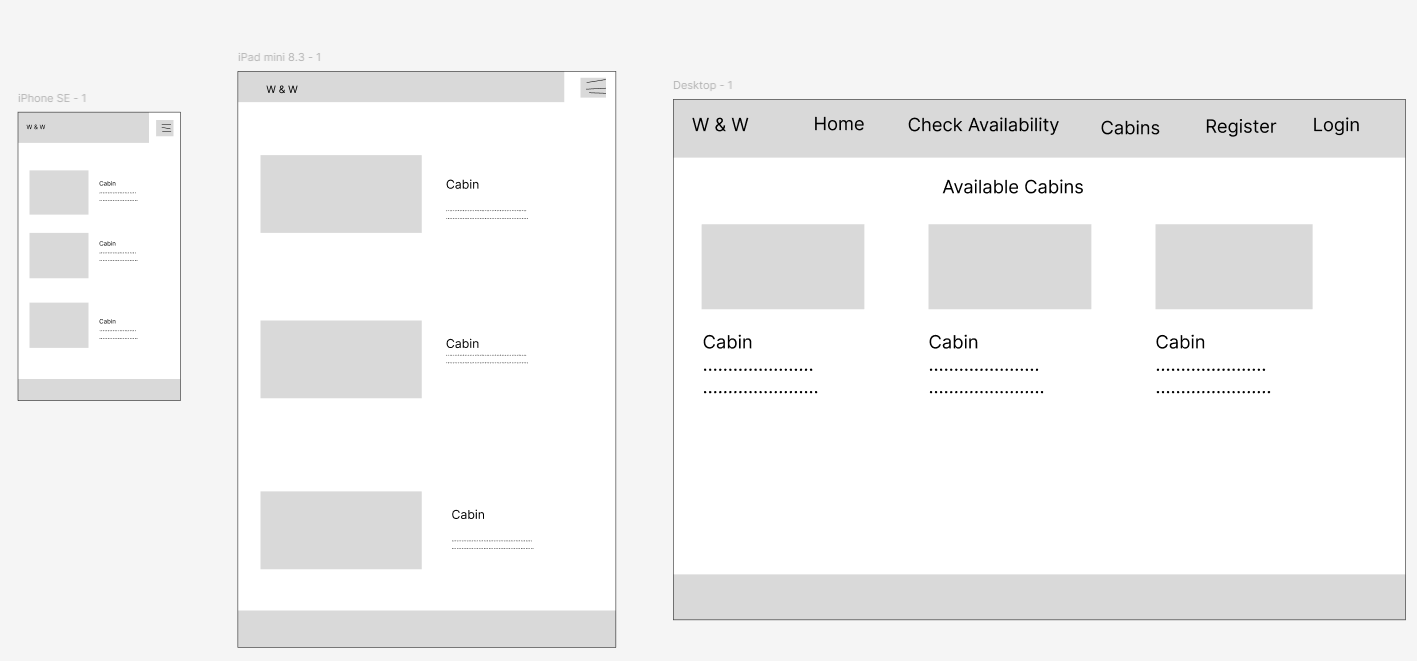 Screenshot of Wireframes Cabin