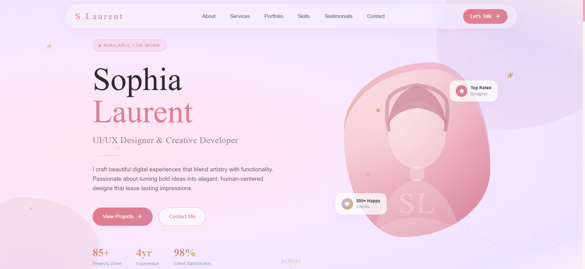 Professional Velvet Themed Portfolio preview 2