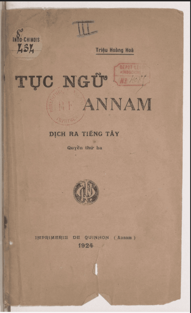 Annamese Proverbs Translated into French