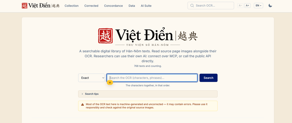 Việt Điển: Từ các Bộ sưu tập Hán–Nôm Số hóa đến Kho ngữ liệu Phục vụ Nghiên cứu