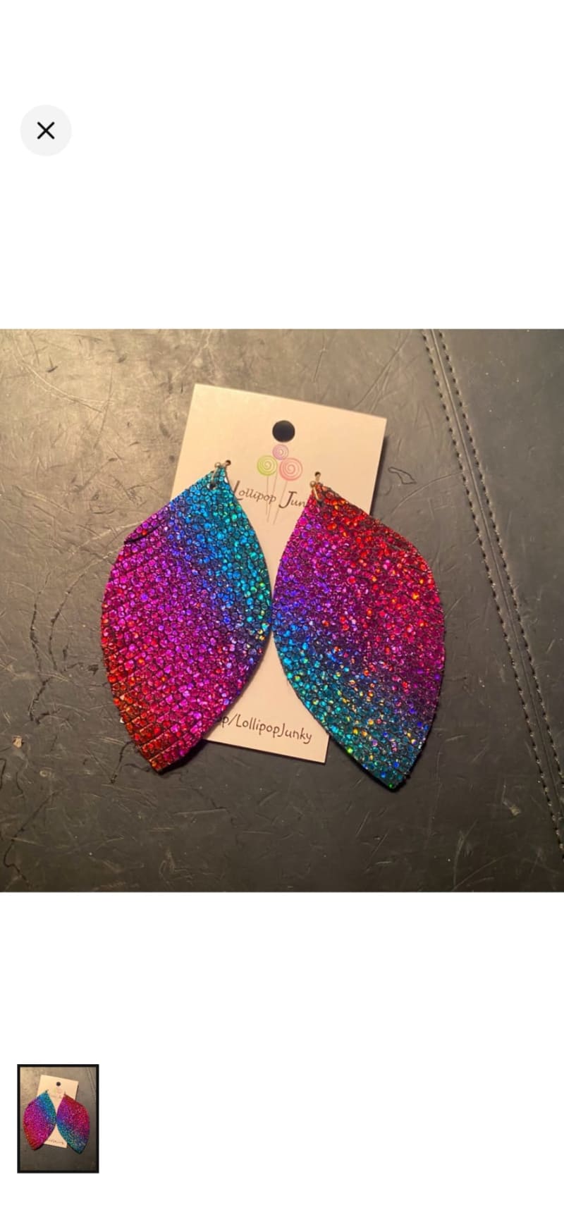 Rainbow Glitter Leaf Drop Earrings