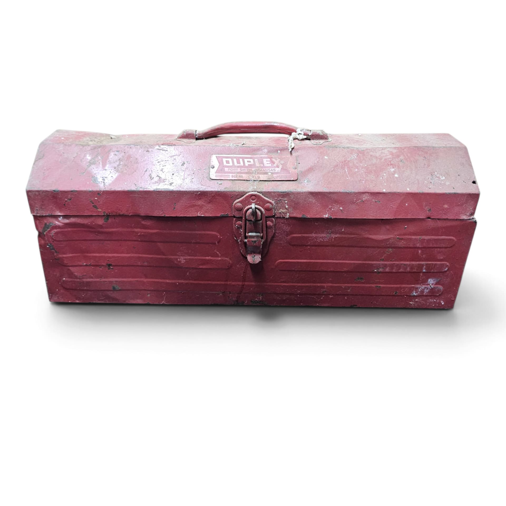 Vintage Duplex Box No. 0919 Red Metal Toolbox Fort Smith AR