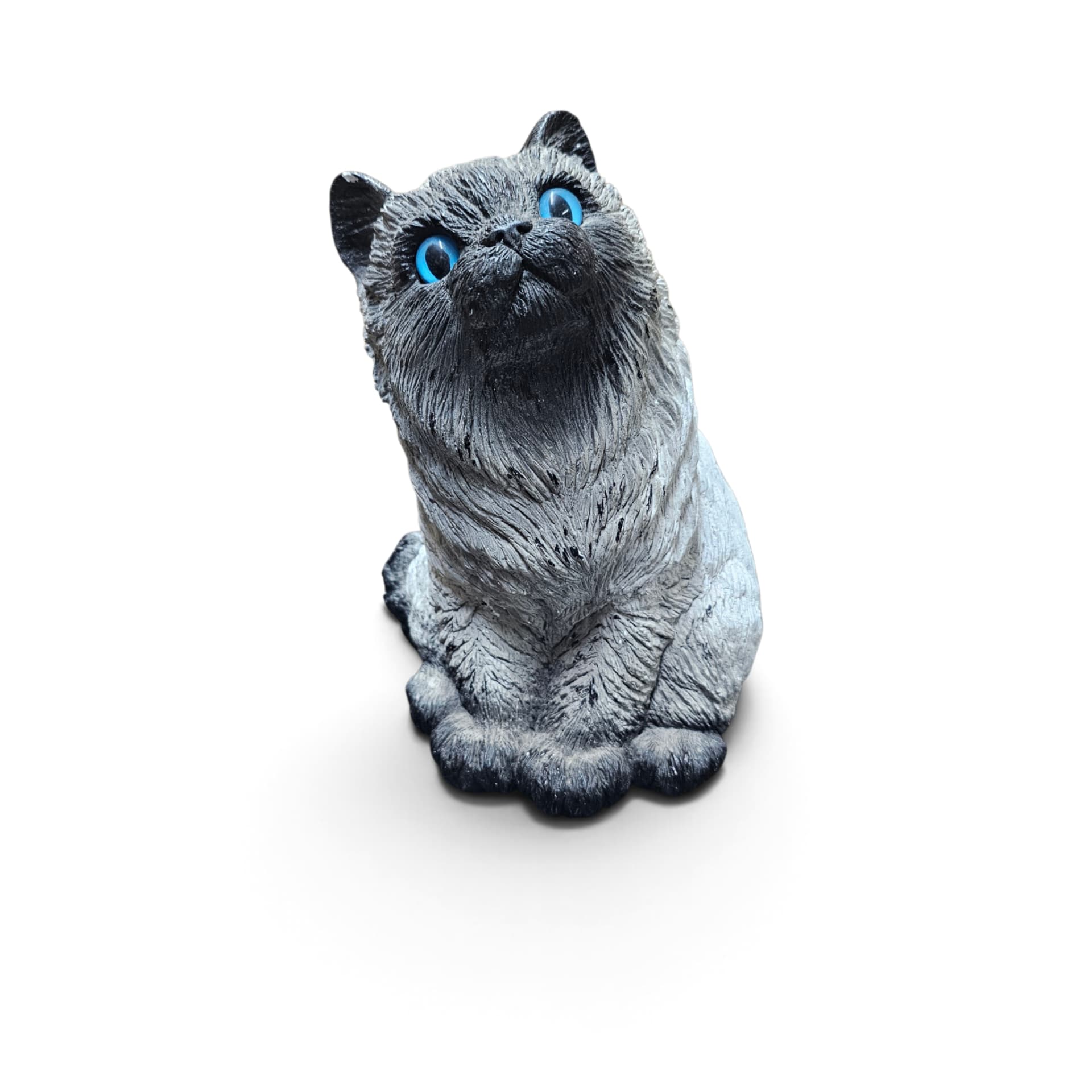 Bank Makers of America Persian Cat Coin Bank 10" Grey Blue Eyes Chalkware