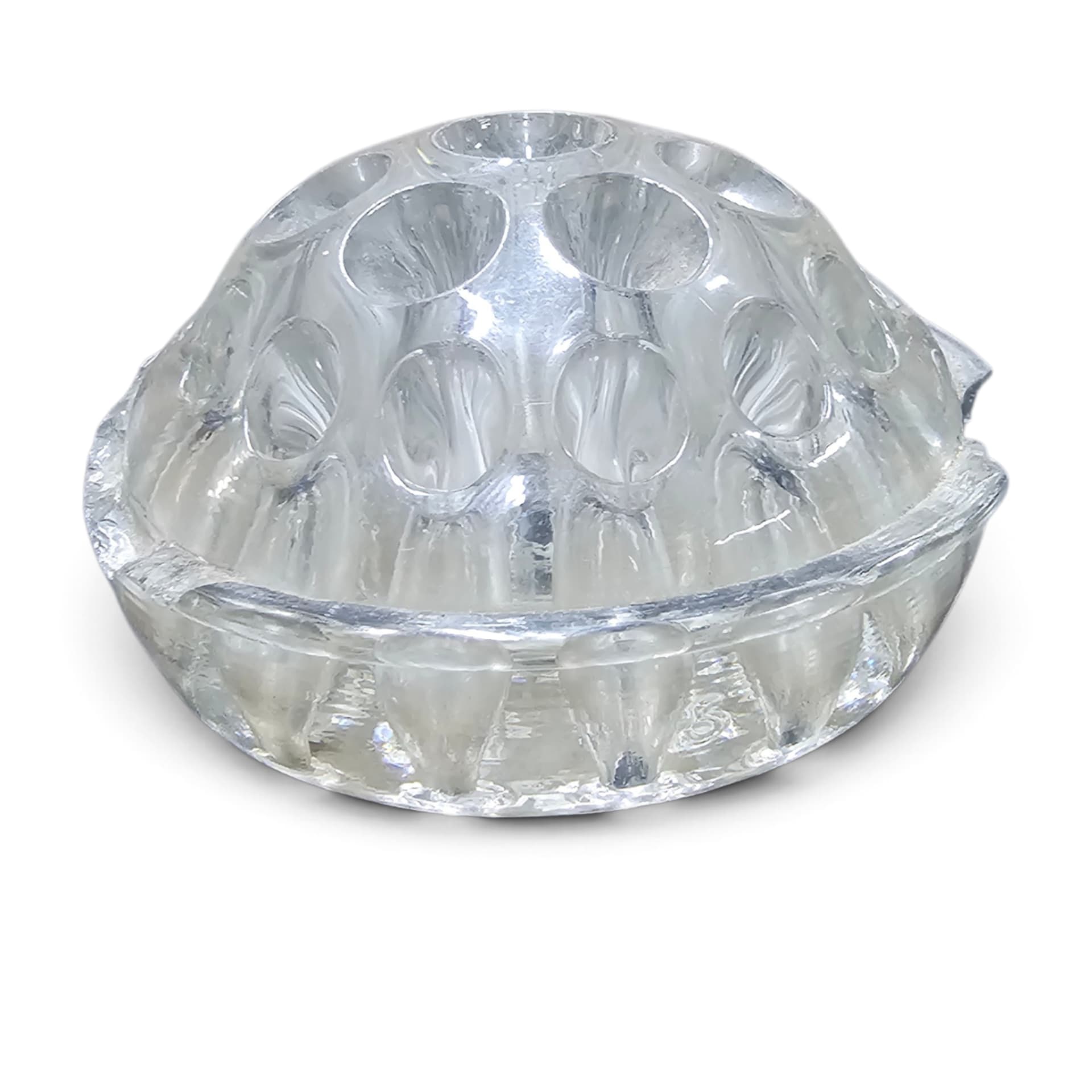 Antique Clear Glass Dome Flower Frog Patent 1916 4.5 Inch
