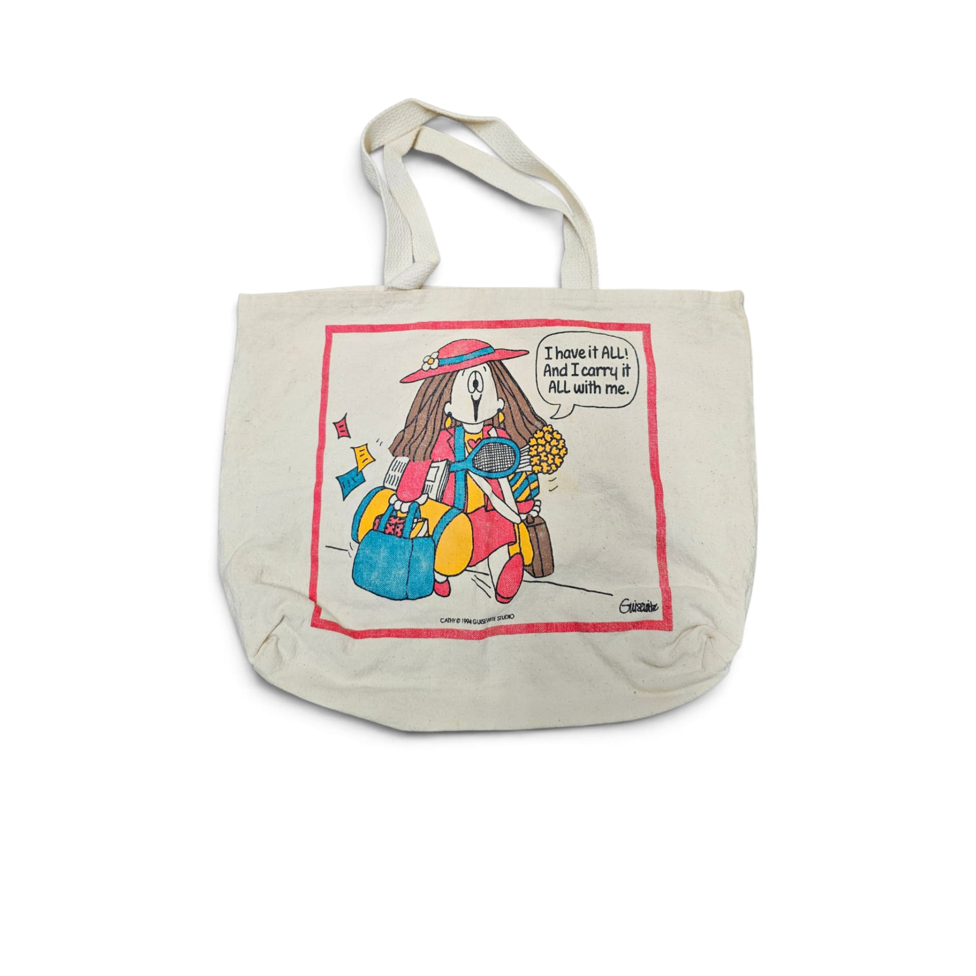 Vintage 1994 Cathy Comic Strip Canvas Tote Bag "I Have It ALL!"