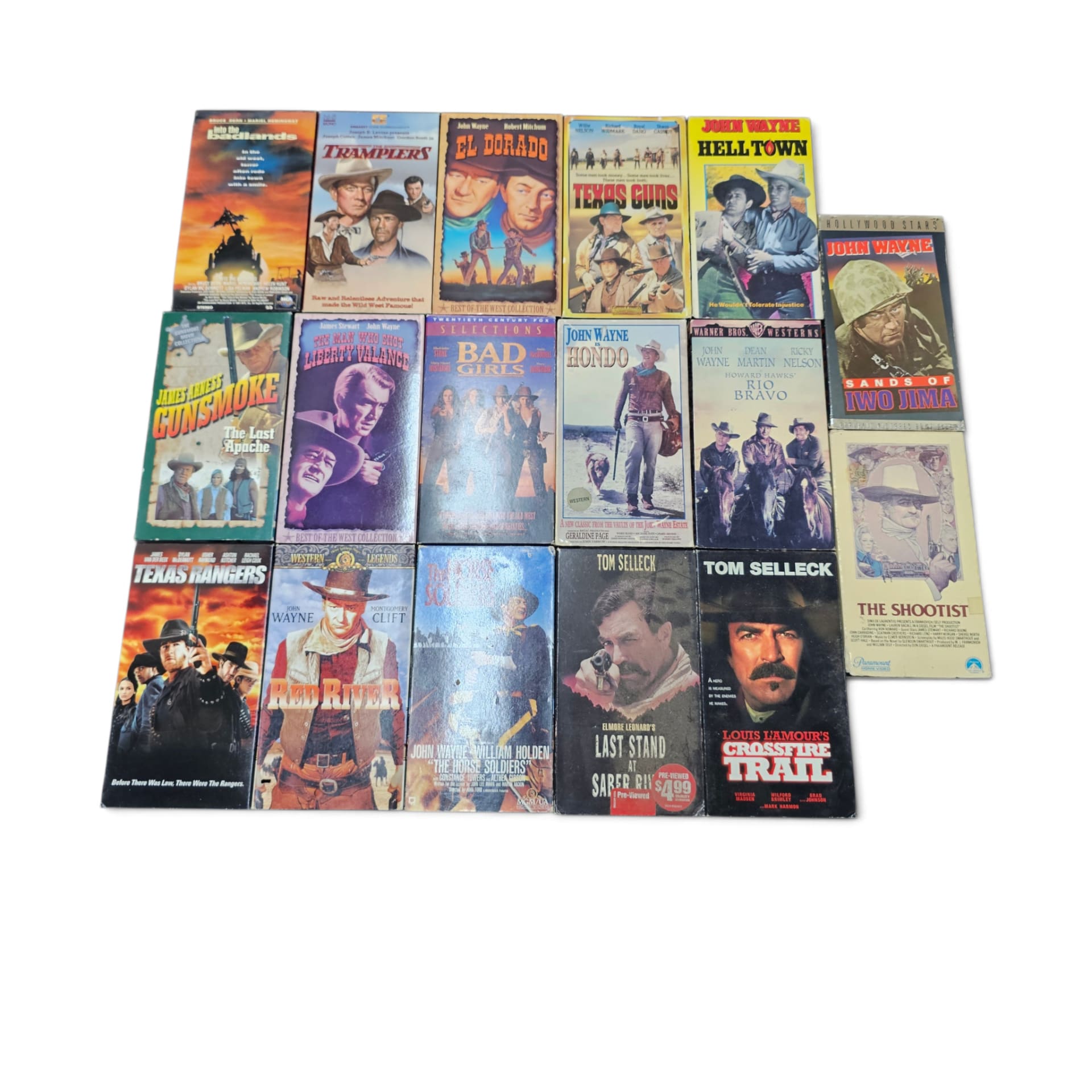 Vintage Western Movie VHS Tape Lot - John Wayne, Tom Selleck, James Arness