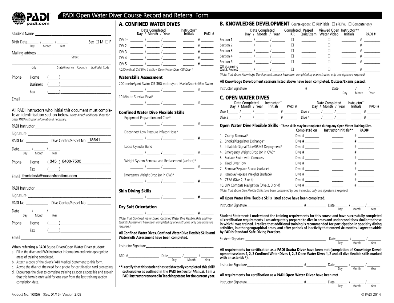 PADI Referral Form