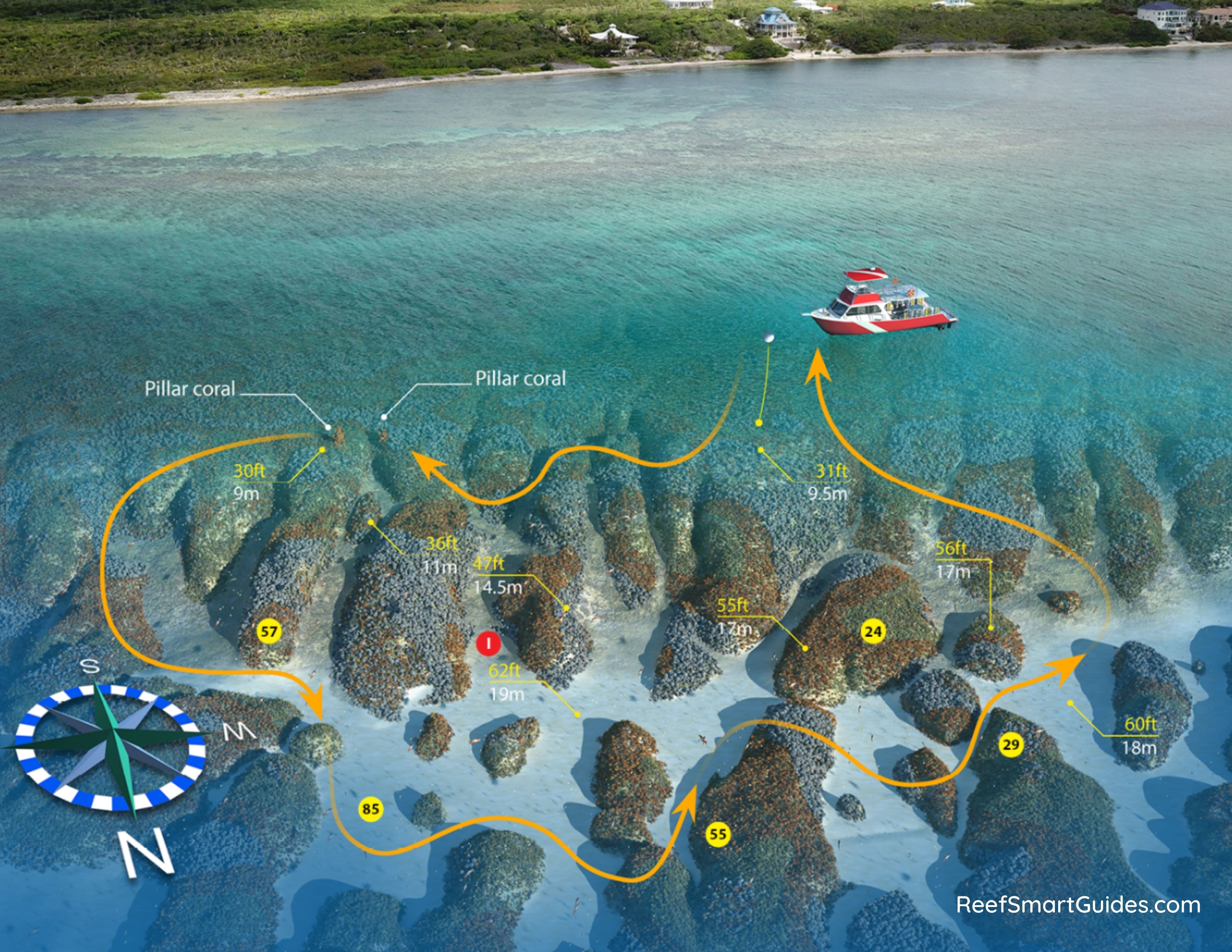 3D map of Fish Tank dive site
