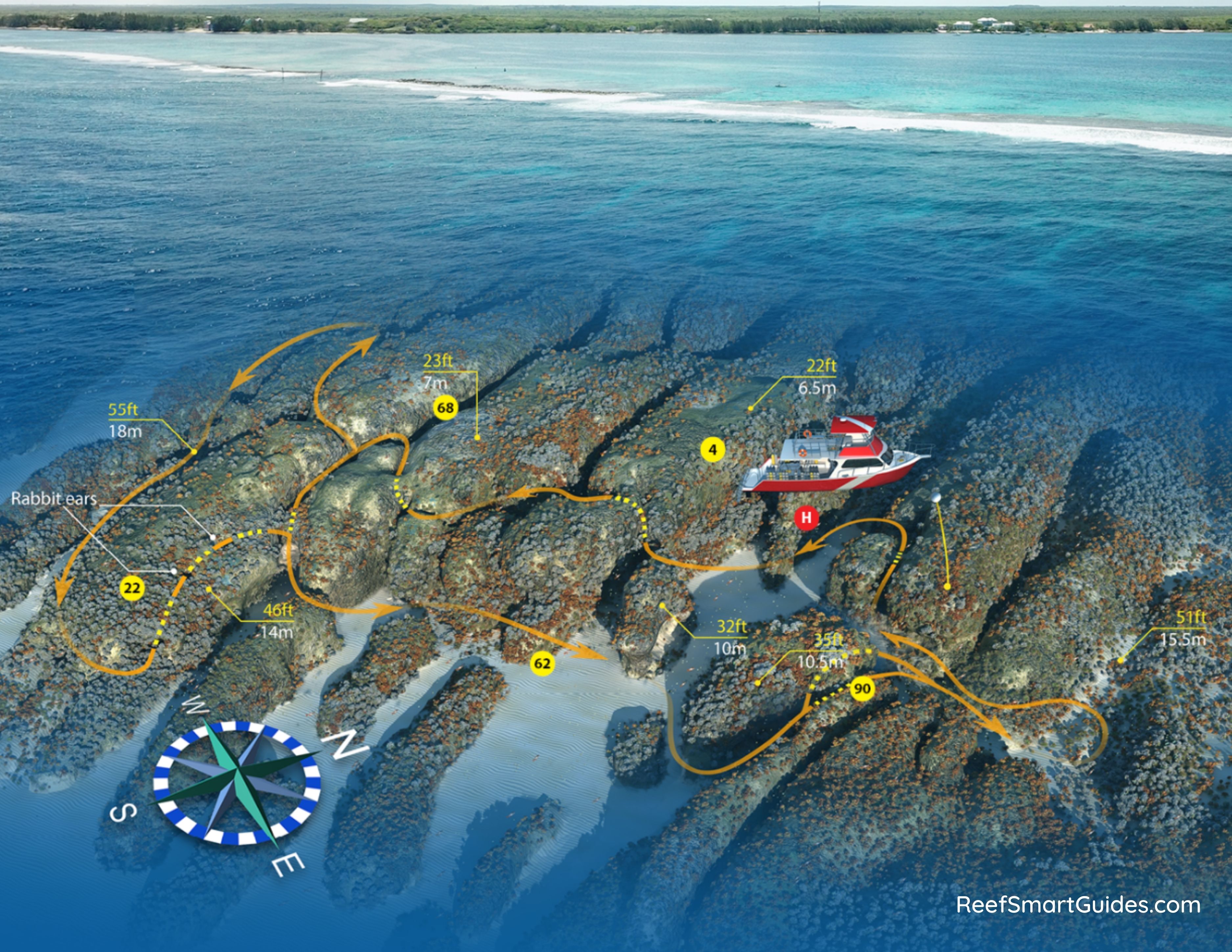 3D map of Grouper Grotto dive site