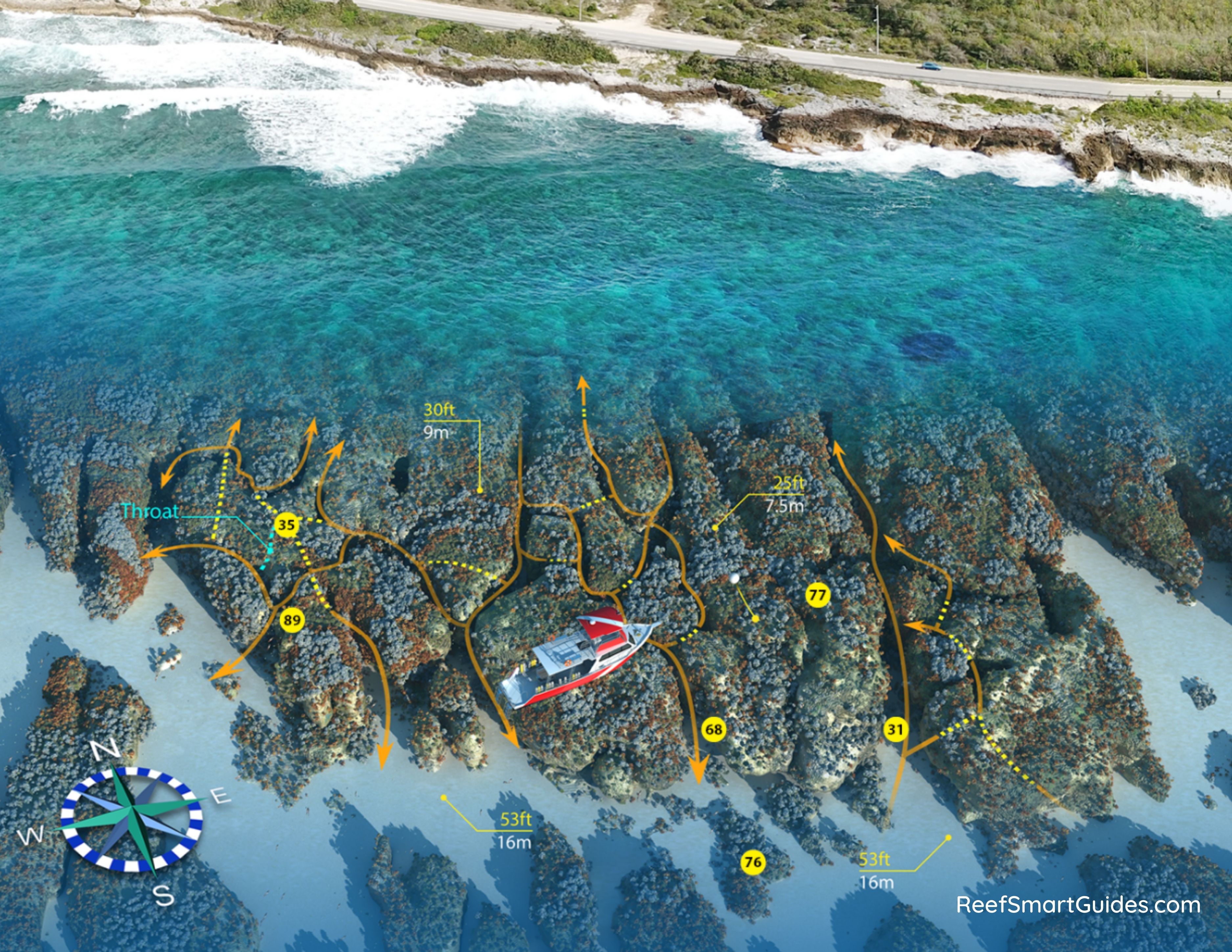 3D map of Ironshore Gardens dive site