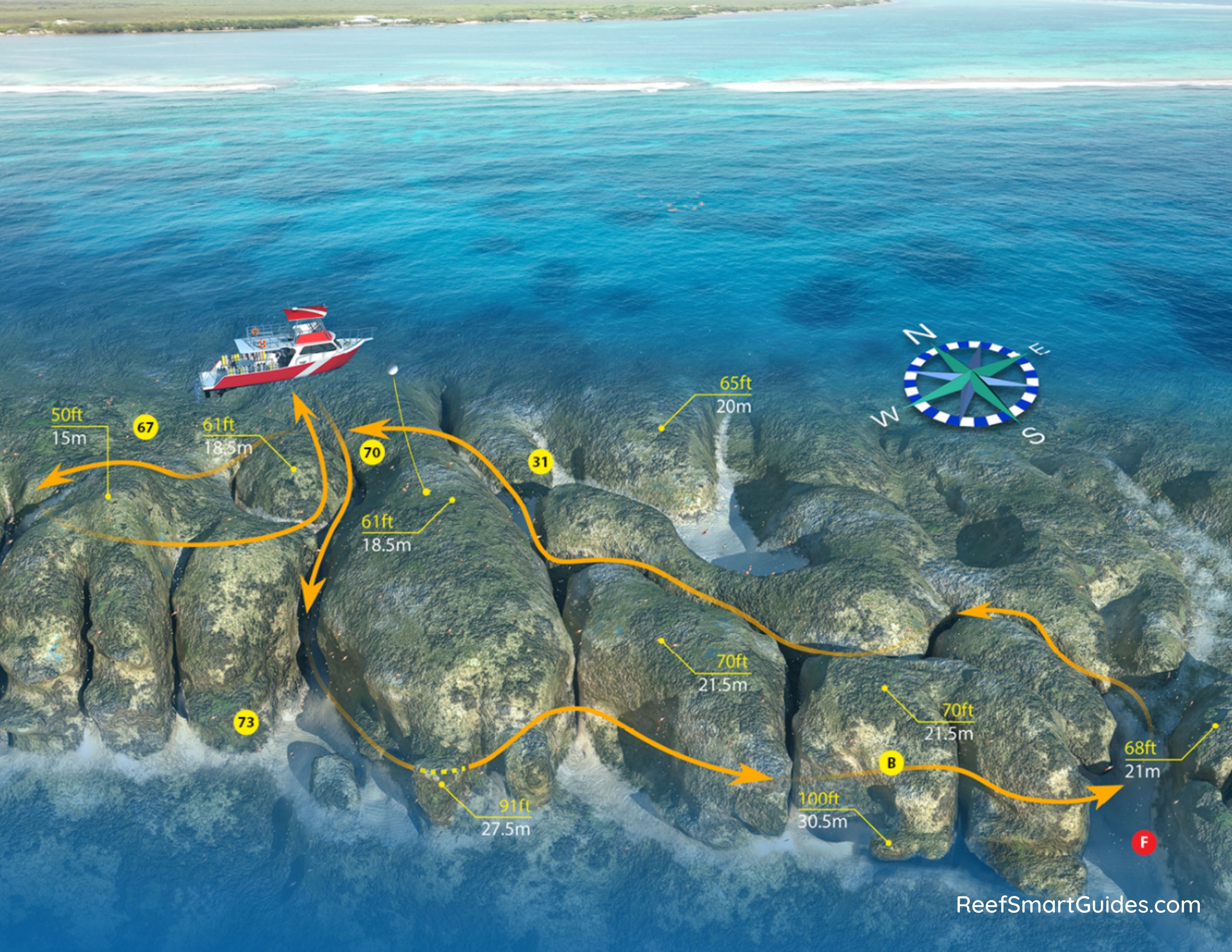 3D map of Pat's Wall dive site