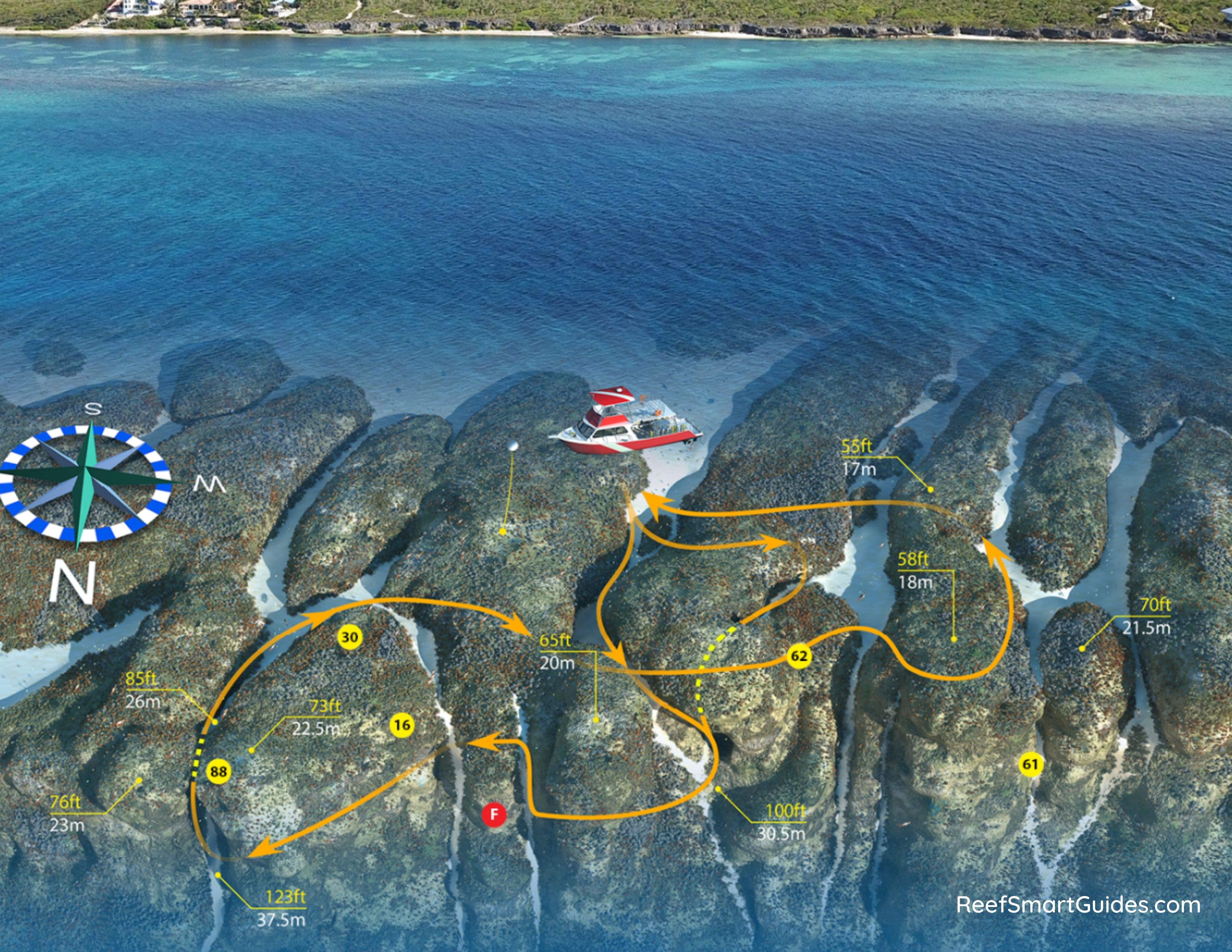 3D map of Split Rock dive site