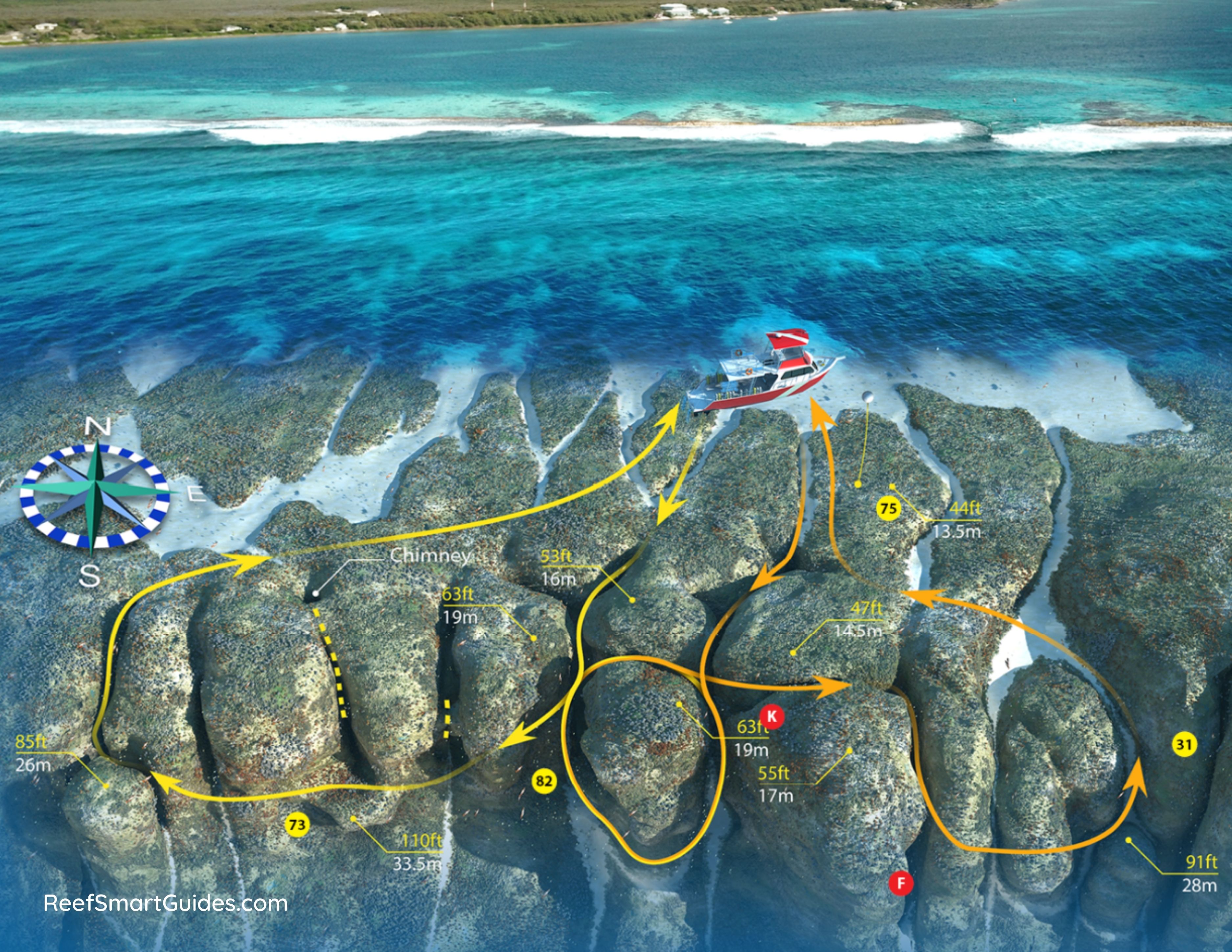 3D map of The Maze dive site