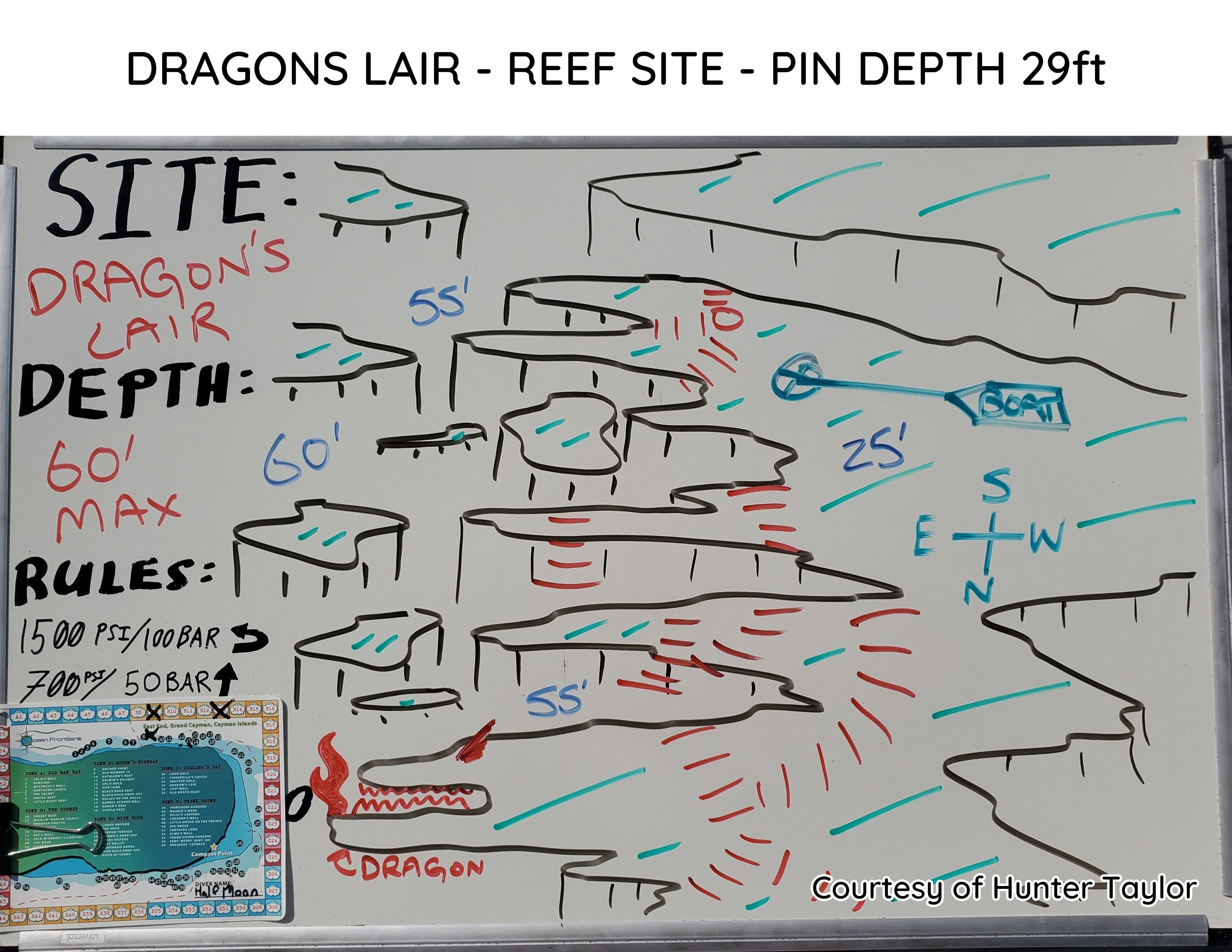 Hand-drawn briefing map of Dragon's Lair
