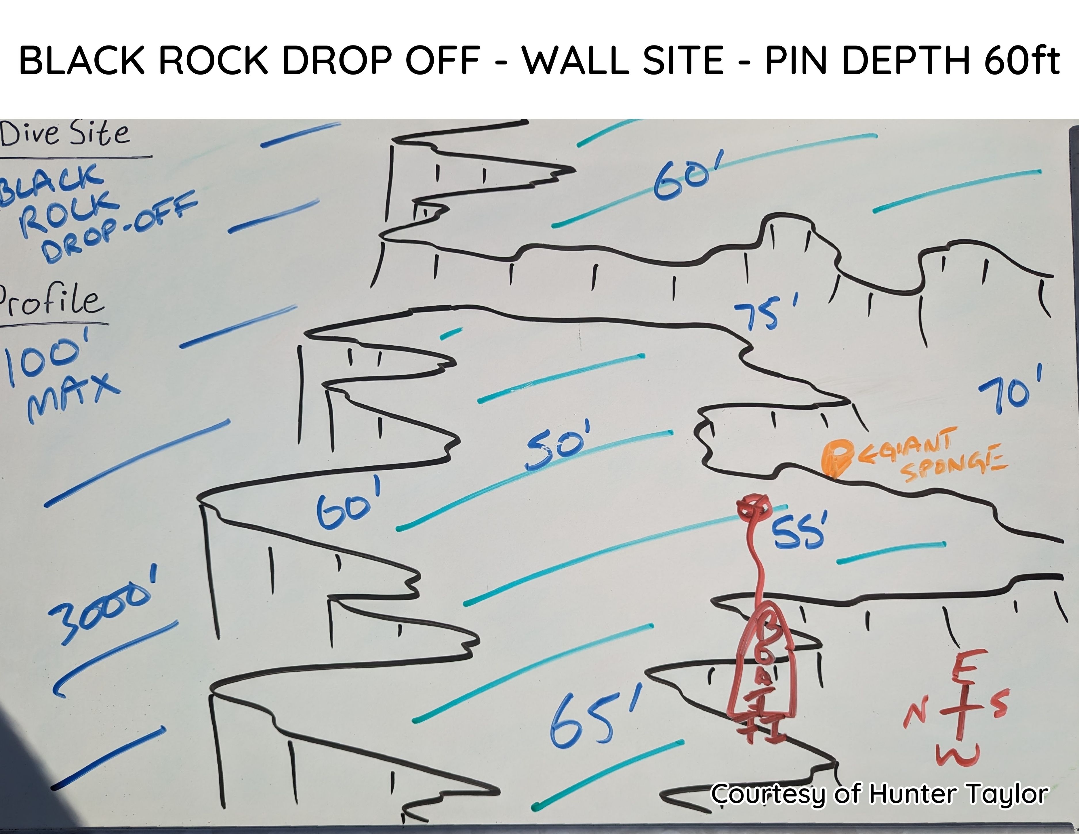 Hand-drawn briefing map of Black Rock Drop Off