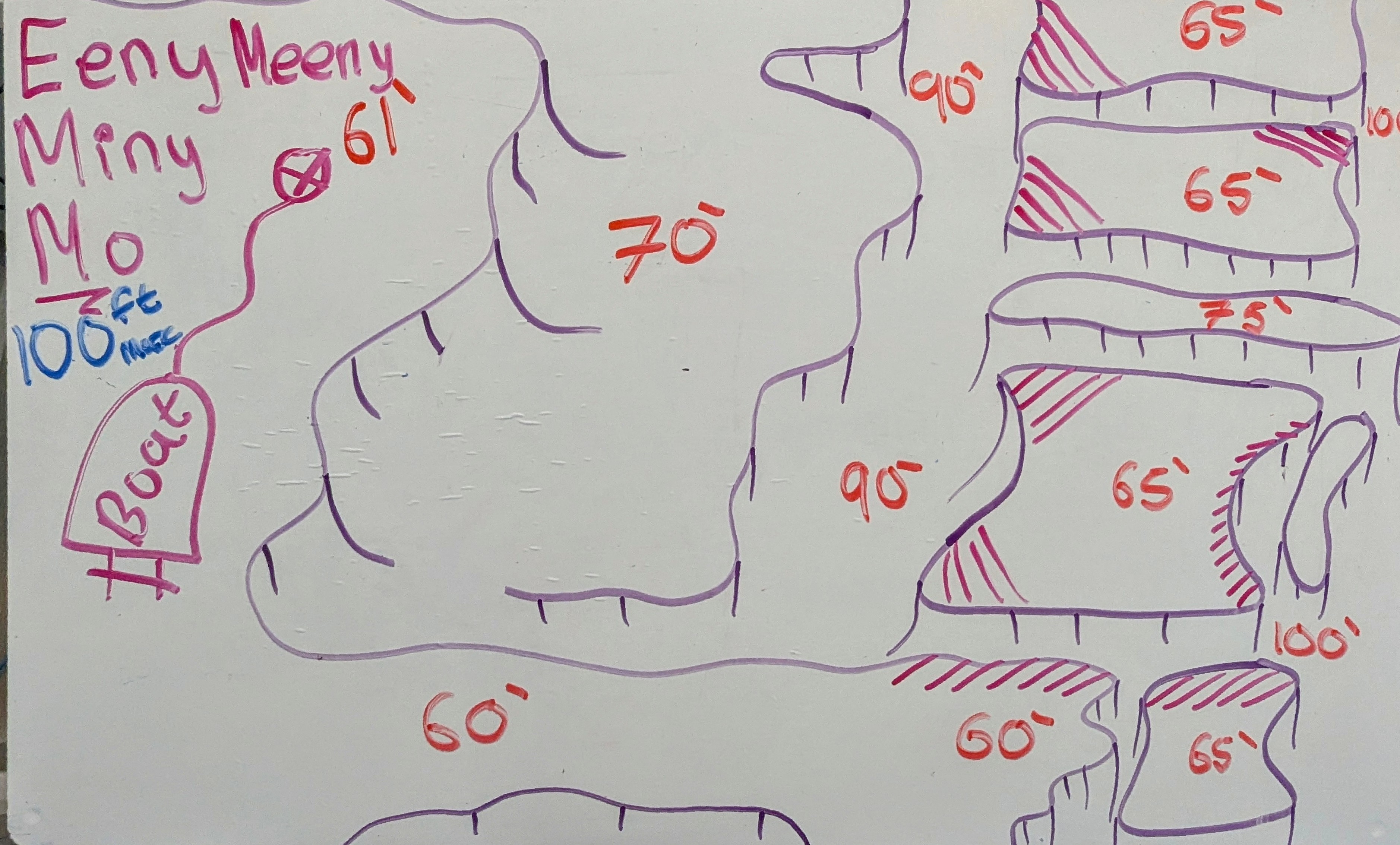 Hand-drawn briefing map of Eeny, Meeny, Miny, Mo