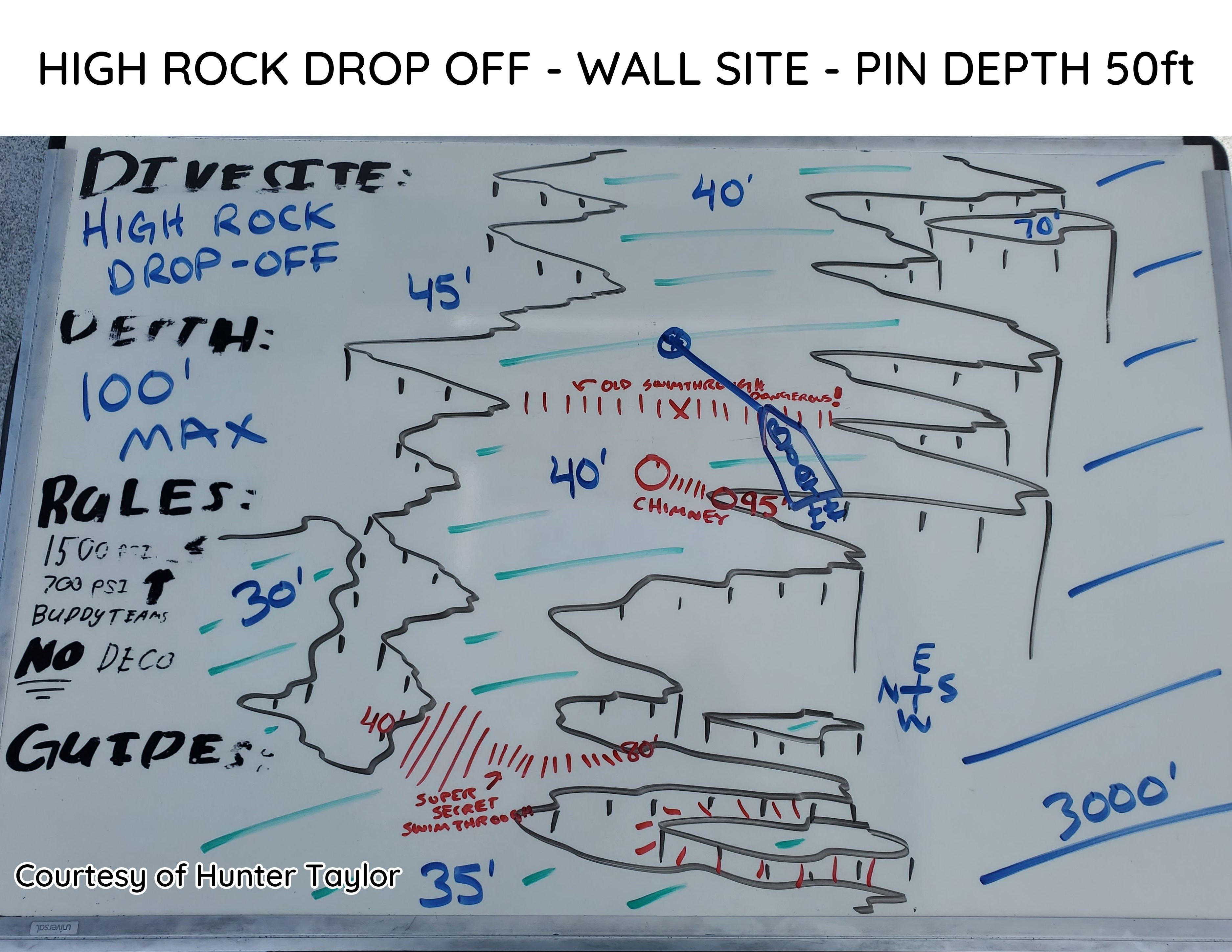 Hand-drawn briefing map of High Rock Drop Off