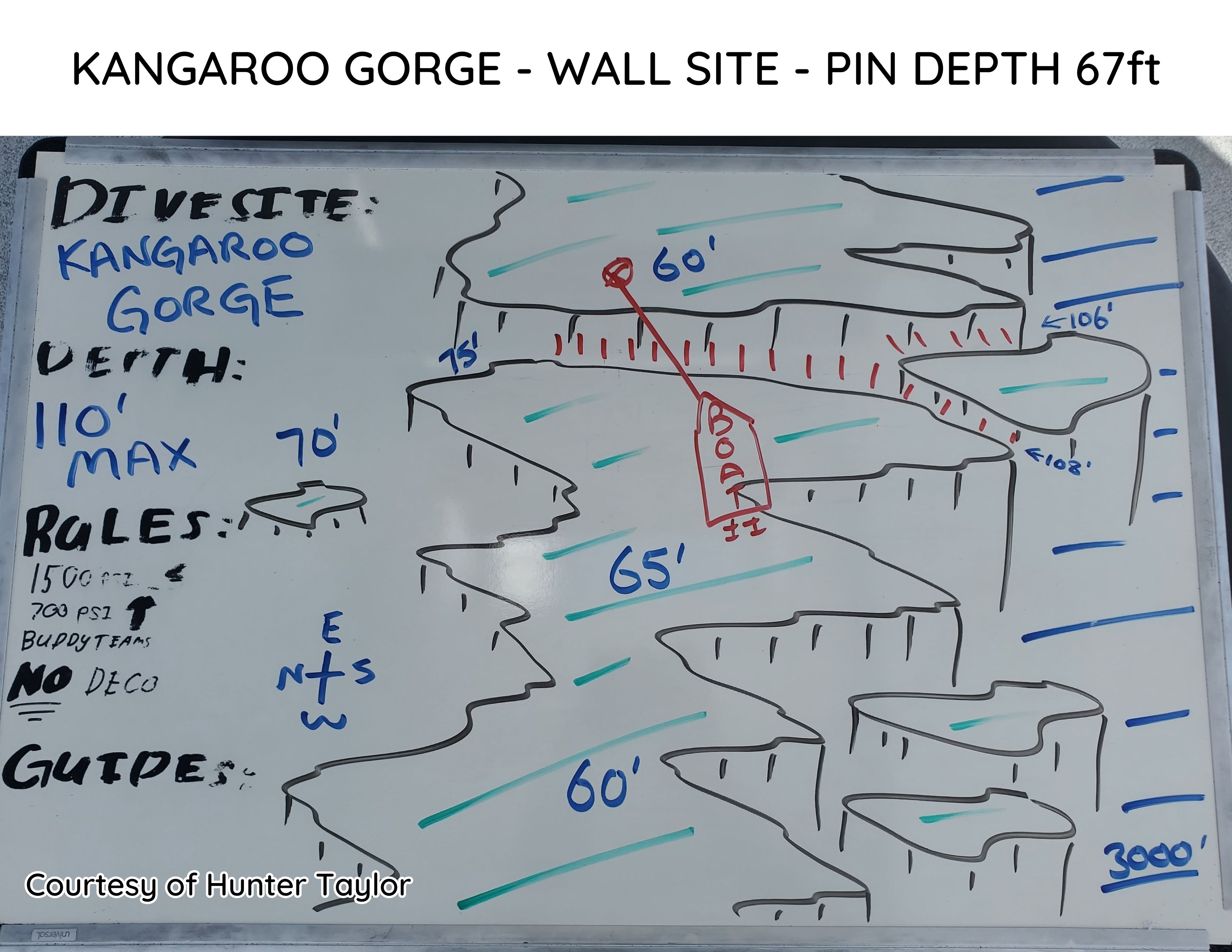 Hand-drawn briefing map of Kangaroo Gorge
