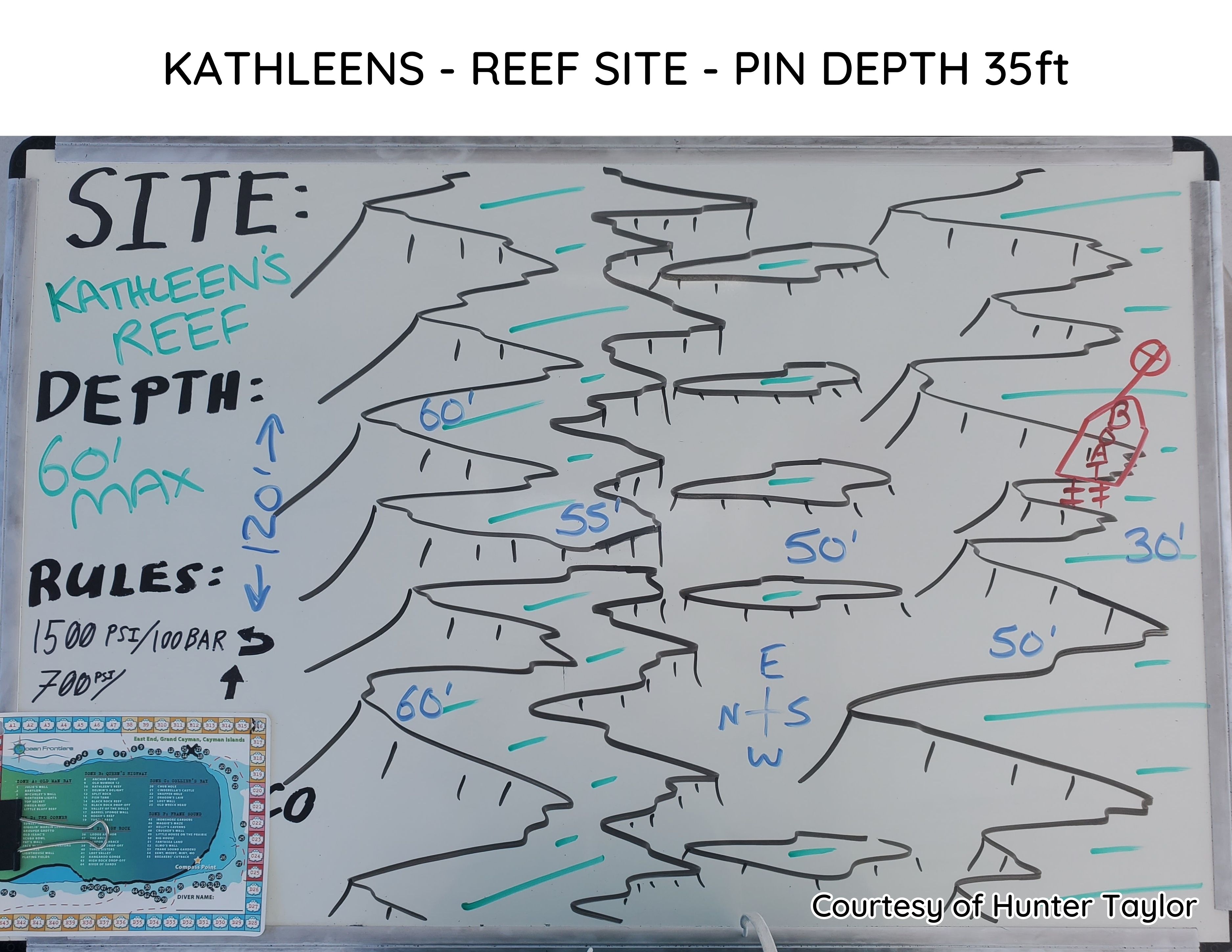 Hand-drawn briefing map of Kathleen's Reef