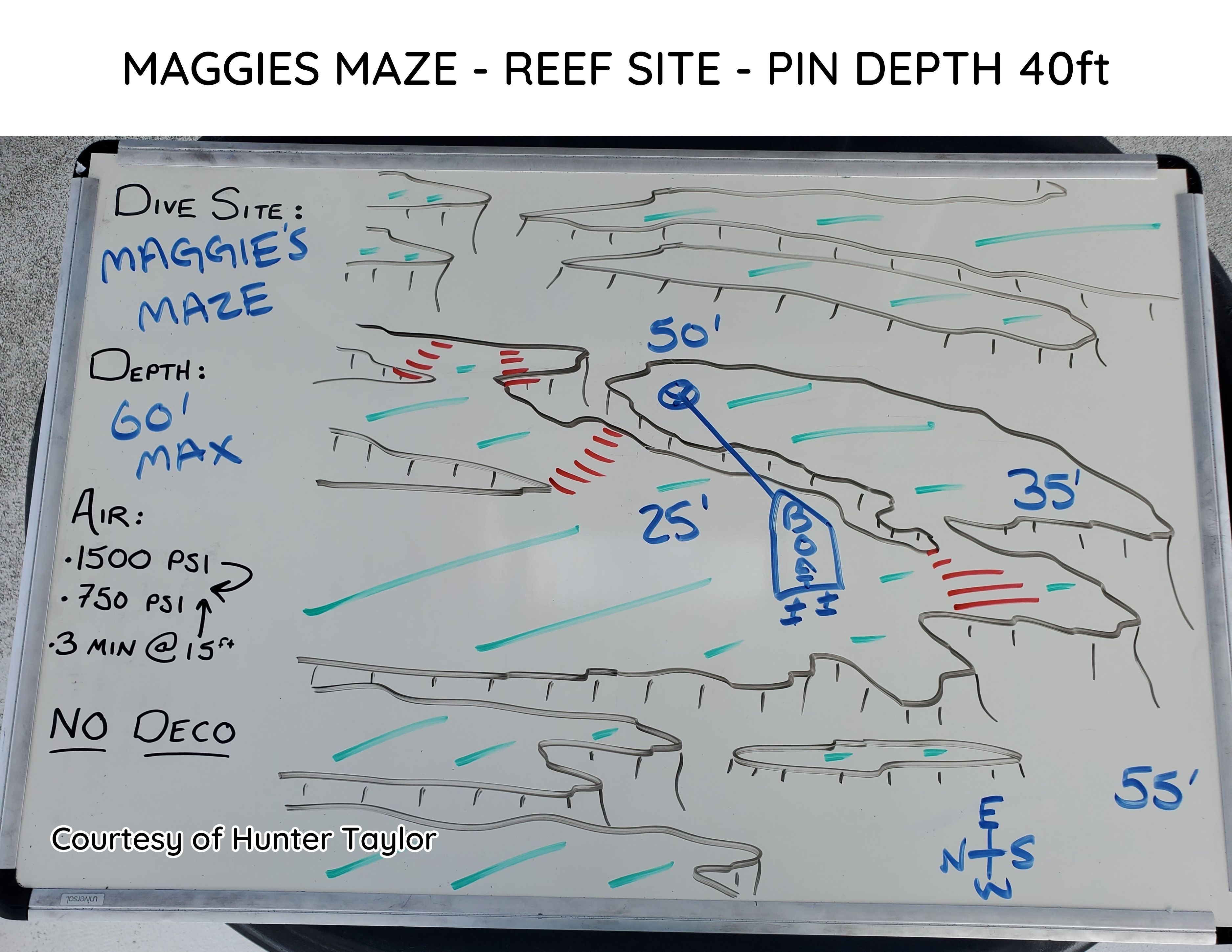Hand-drawn briefing map of Maggie's Maze