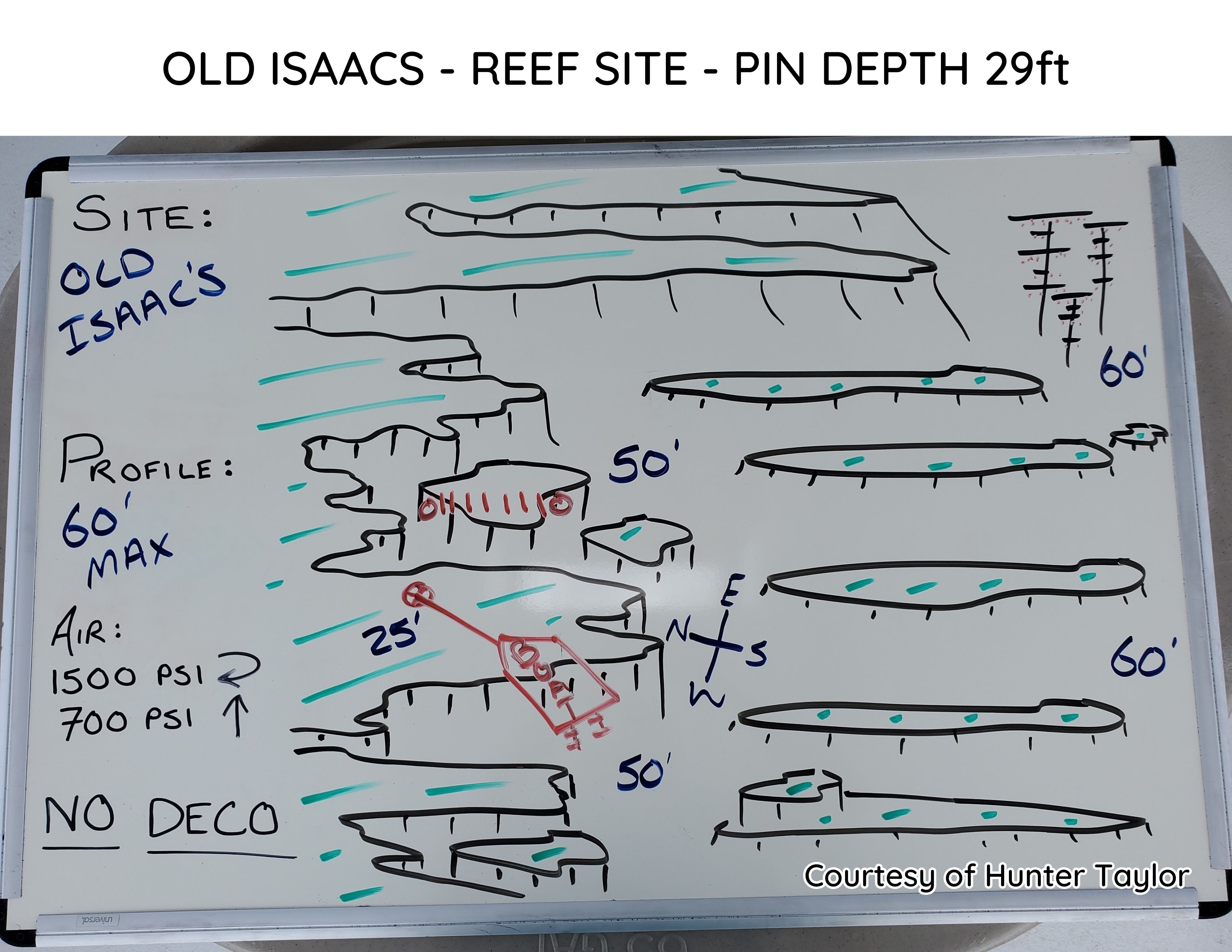 Hand-drawn briefing map of Old Isaac's