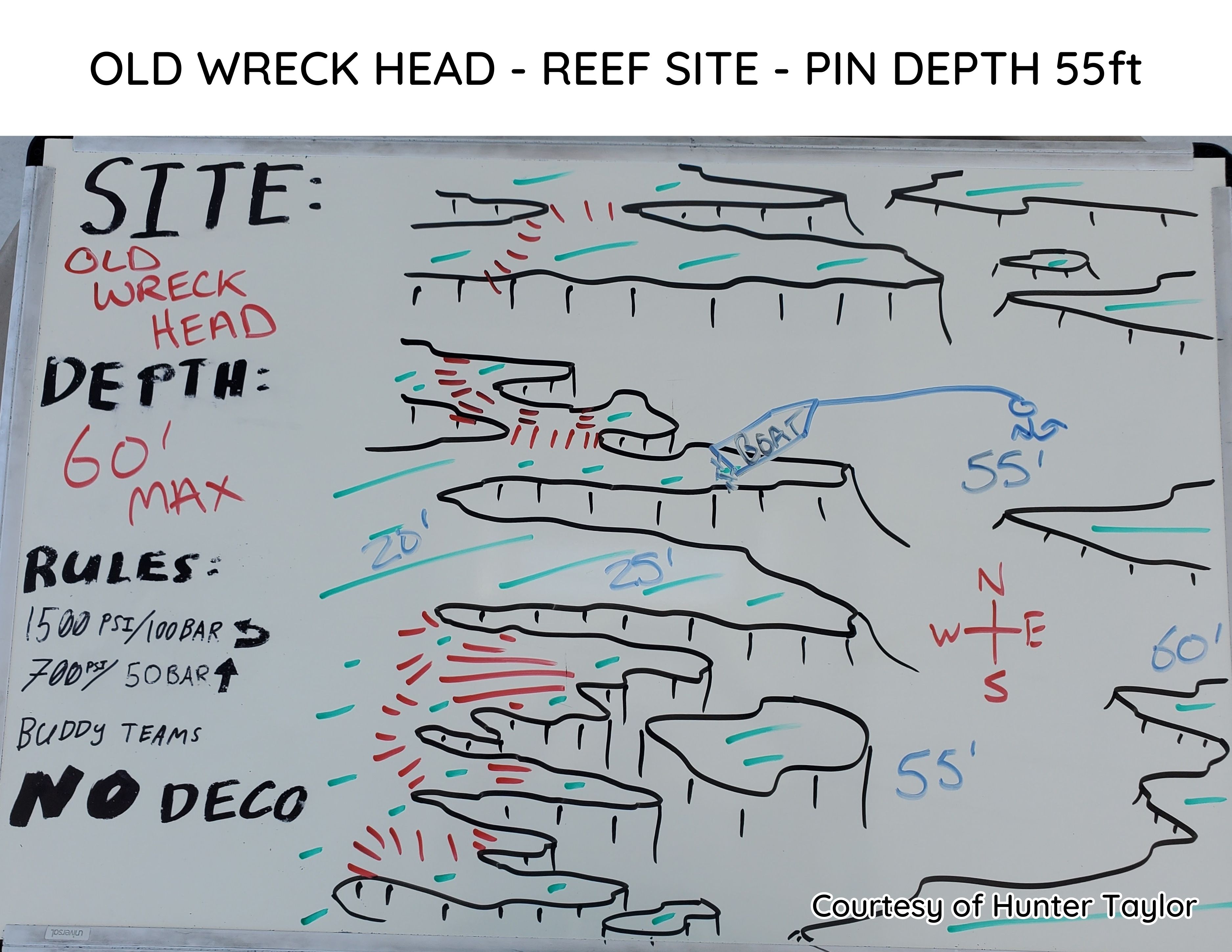 Hand-drawn briefing map of Old Wreck Head
