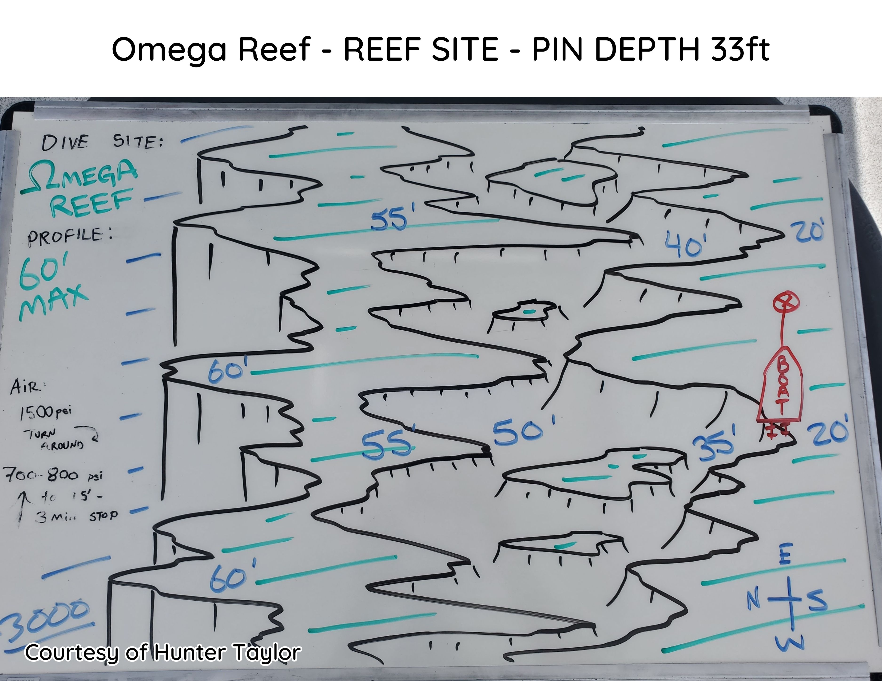 Hand-drawn briefing map of Omega Reef