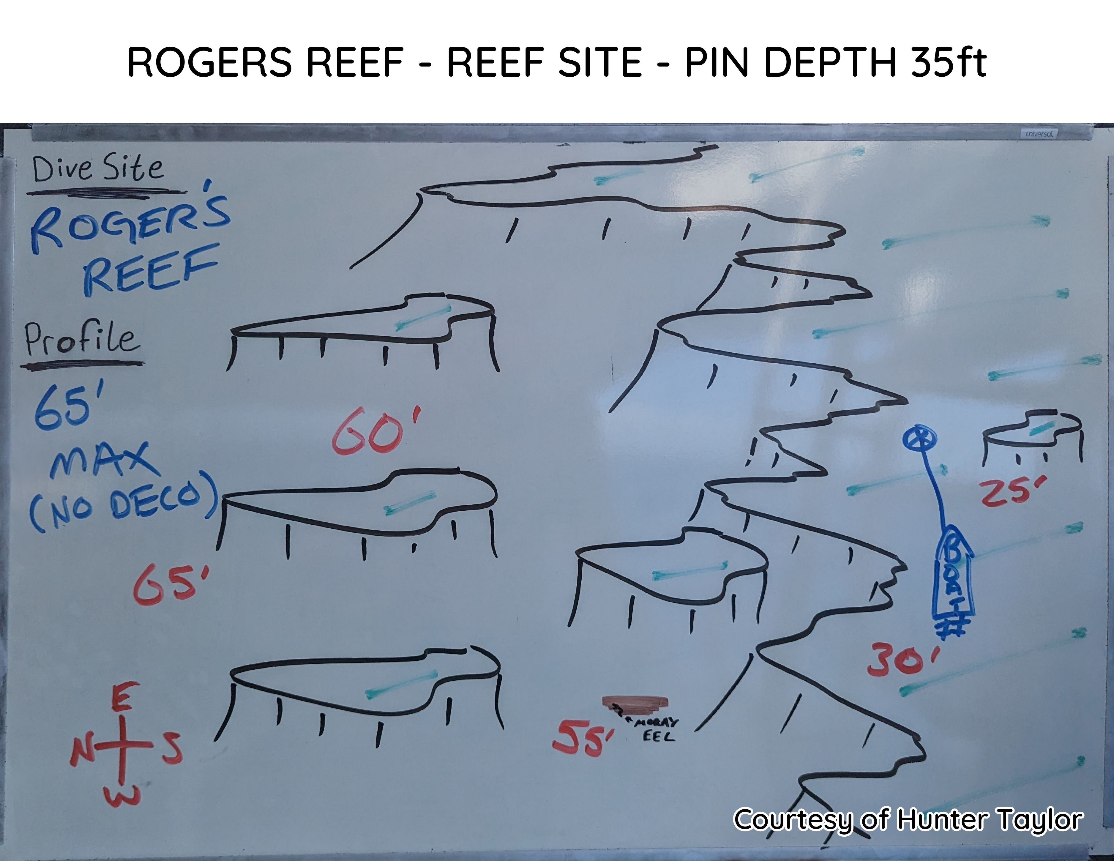 Hand-drawn briefing map of Roger's Reef