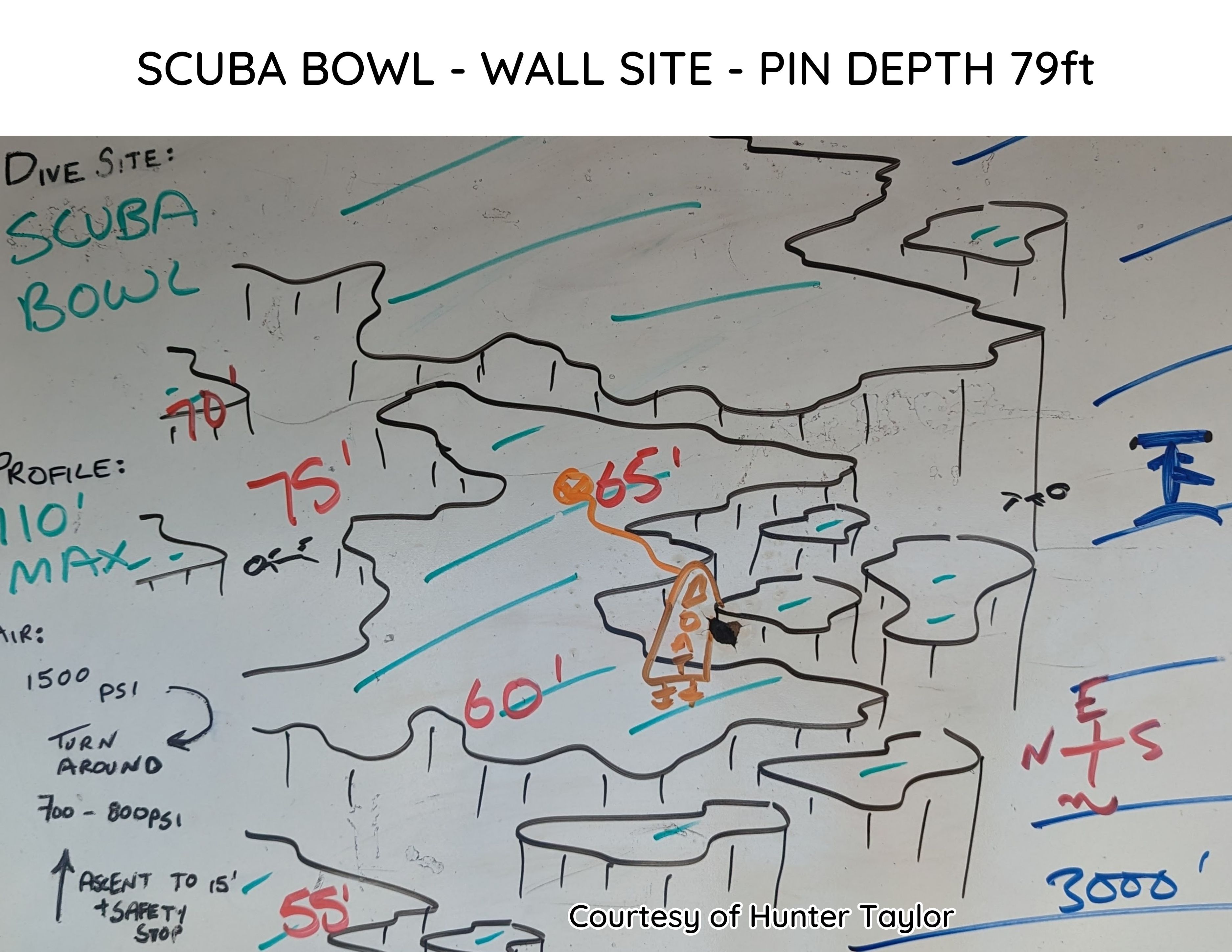 Hand-drawn briefing map of Scuba Bowl