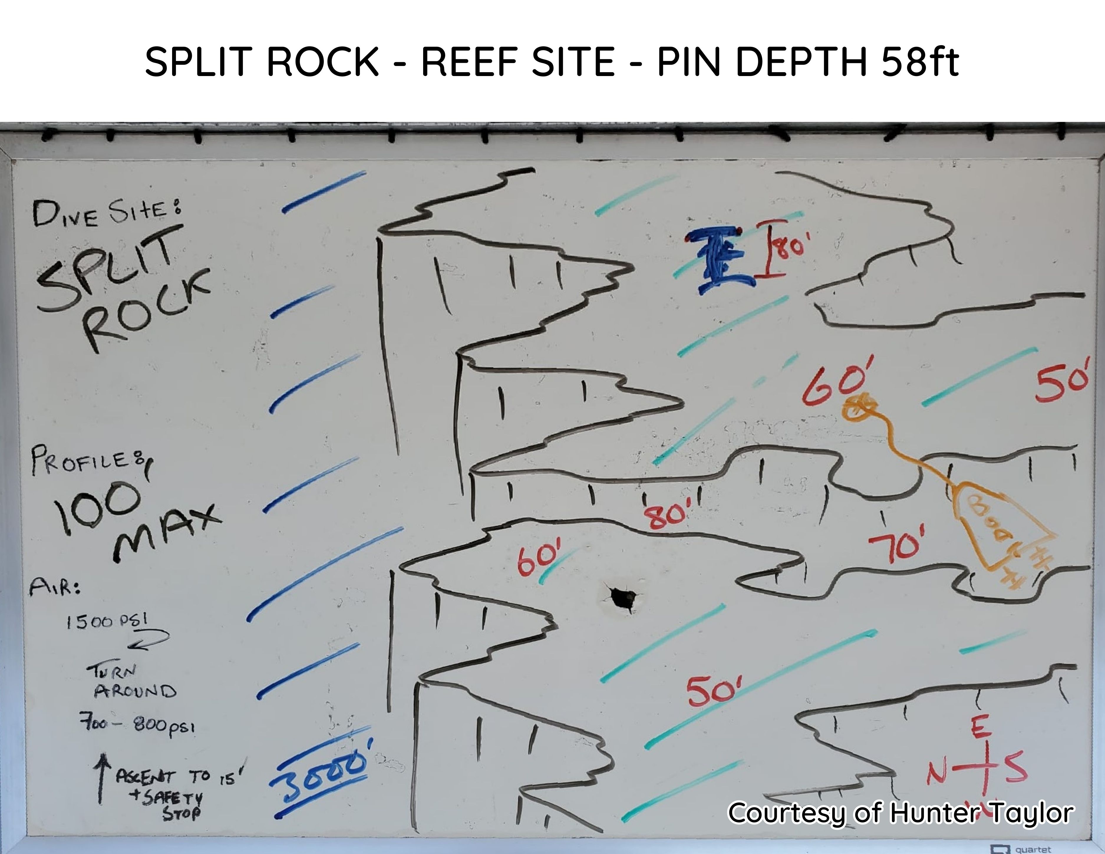 Hand-drawn briefing map of Split Rock