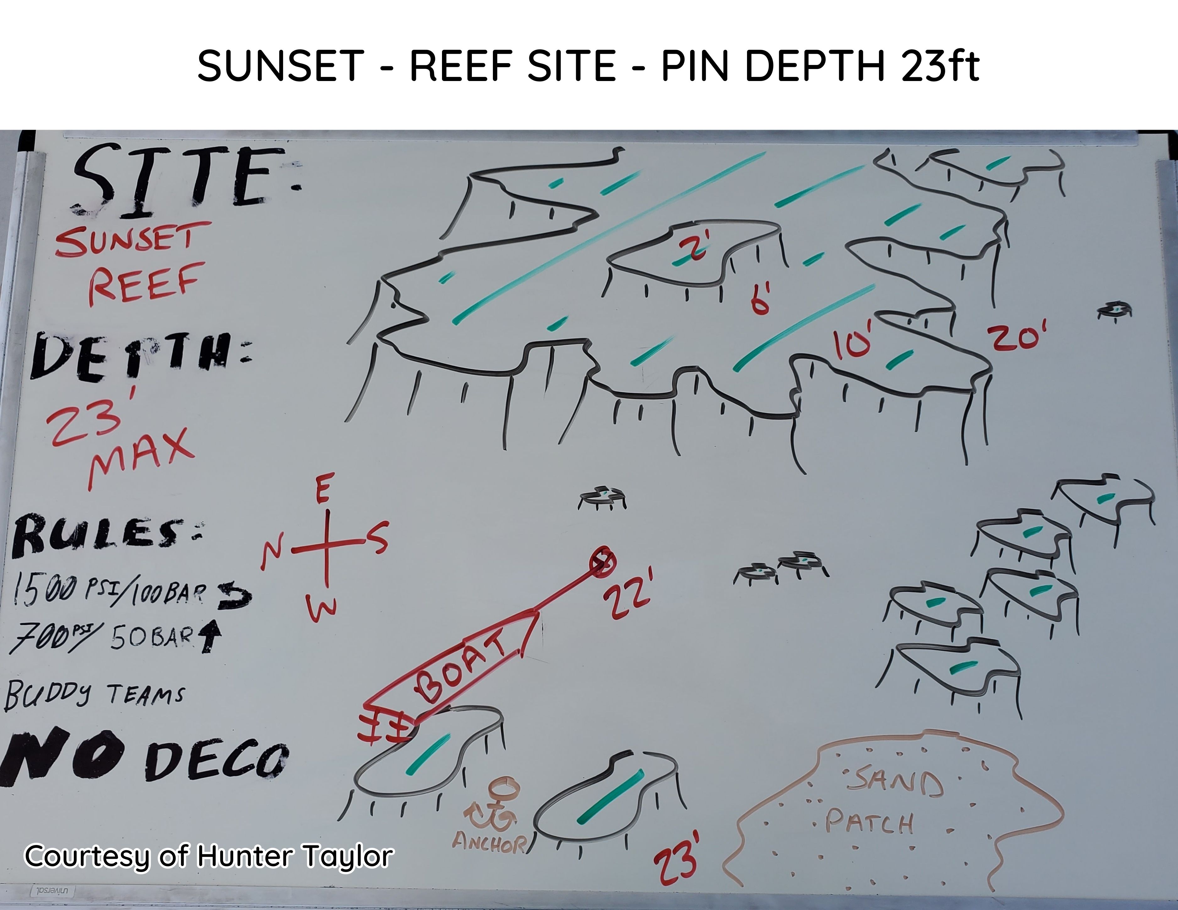 Hand-drawn briefing map of Sunset Reef