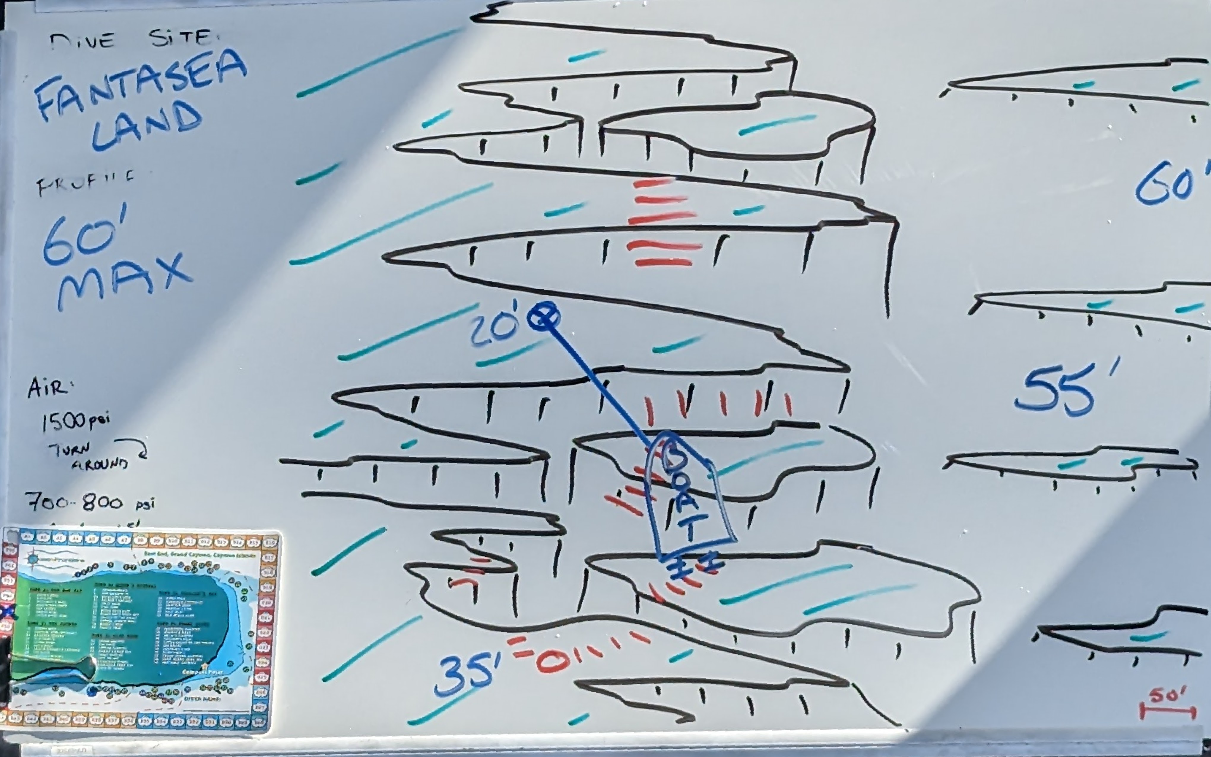 Hand-drawn briefing map of Fantasea Land