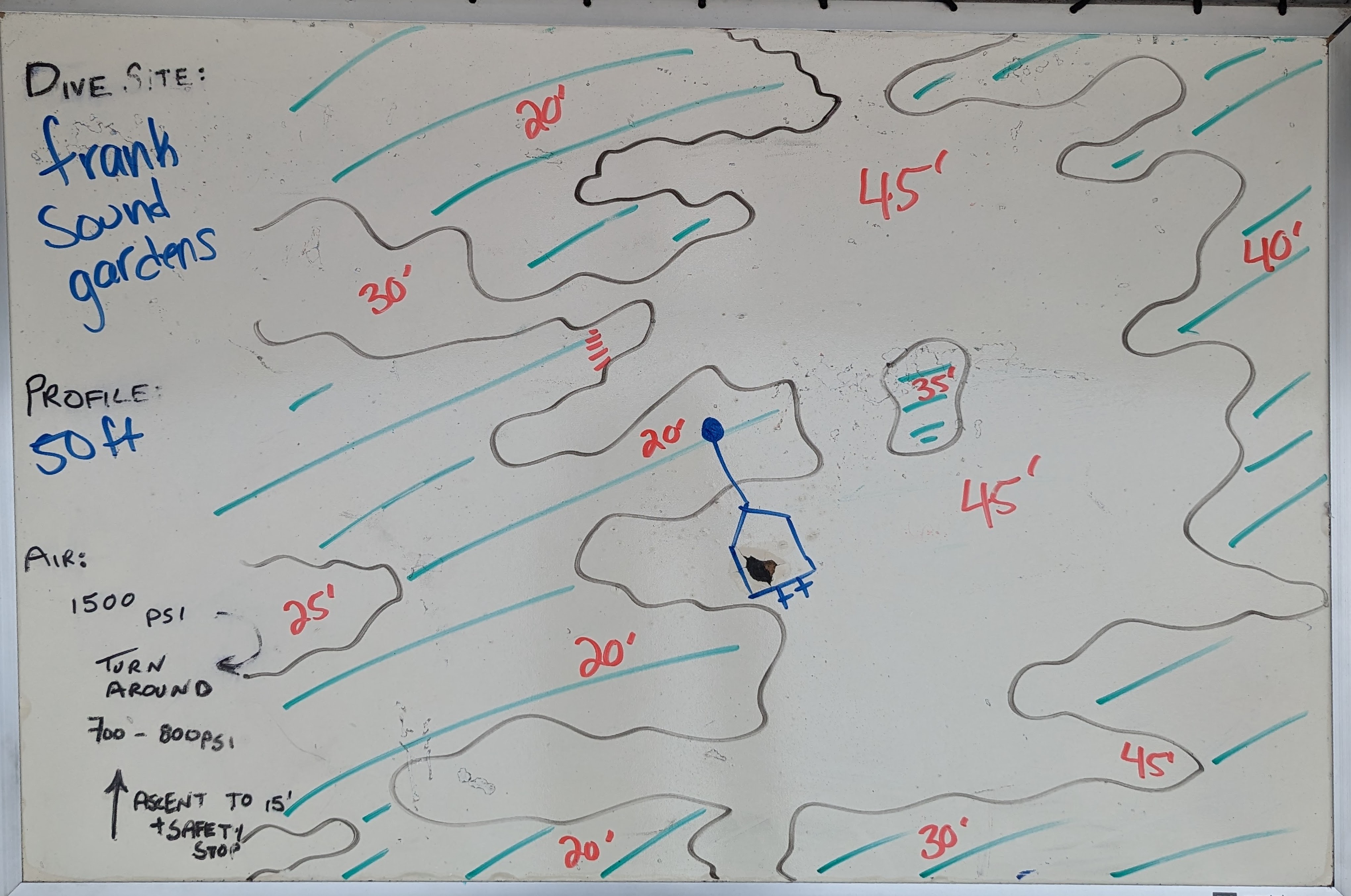 Hand-drawn briefing map of Frank Sound Gardens