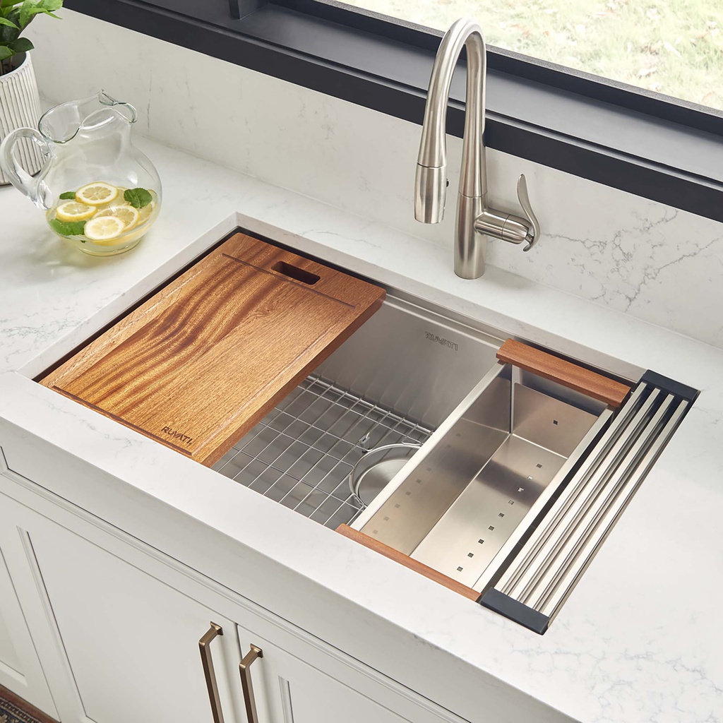 33-inch Workstation Ledge Rounded Corners Undermount 16 Gauge Kitchen Sink Single Bowl - RVH8303 view 1