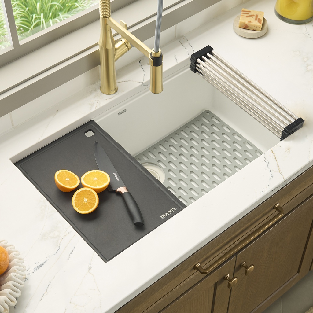 33-inch Granite Composite Workstation Undermount Kitchen Sink Single Bowl White - RVG2306WH view 1