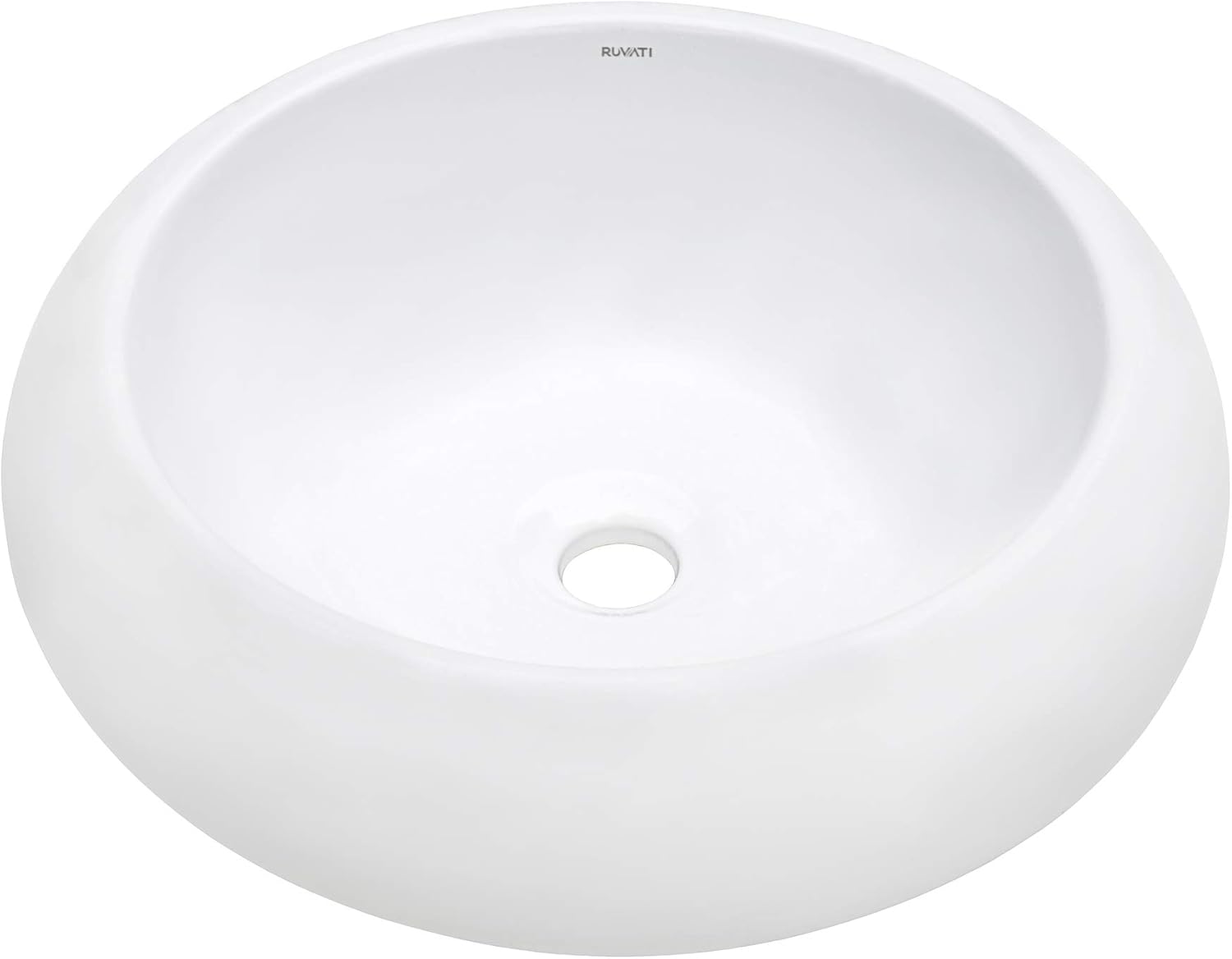 18 inch Round Bathroom Vessel Sink White Above Vanity Counter Circular Porcelain Ceramic - RVB0318 view 4