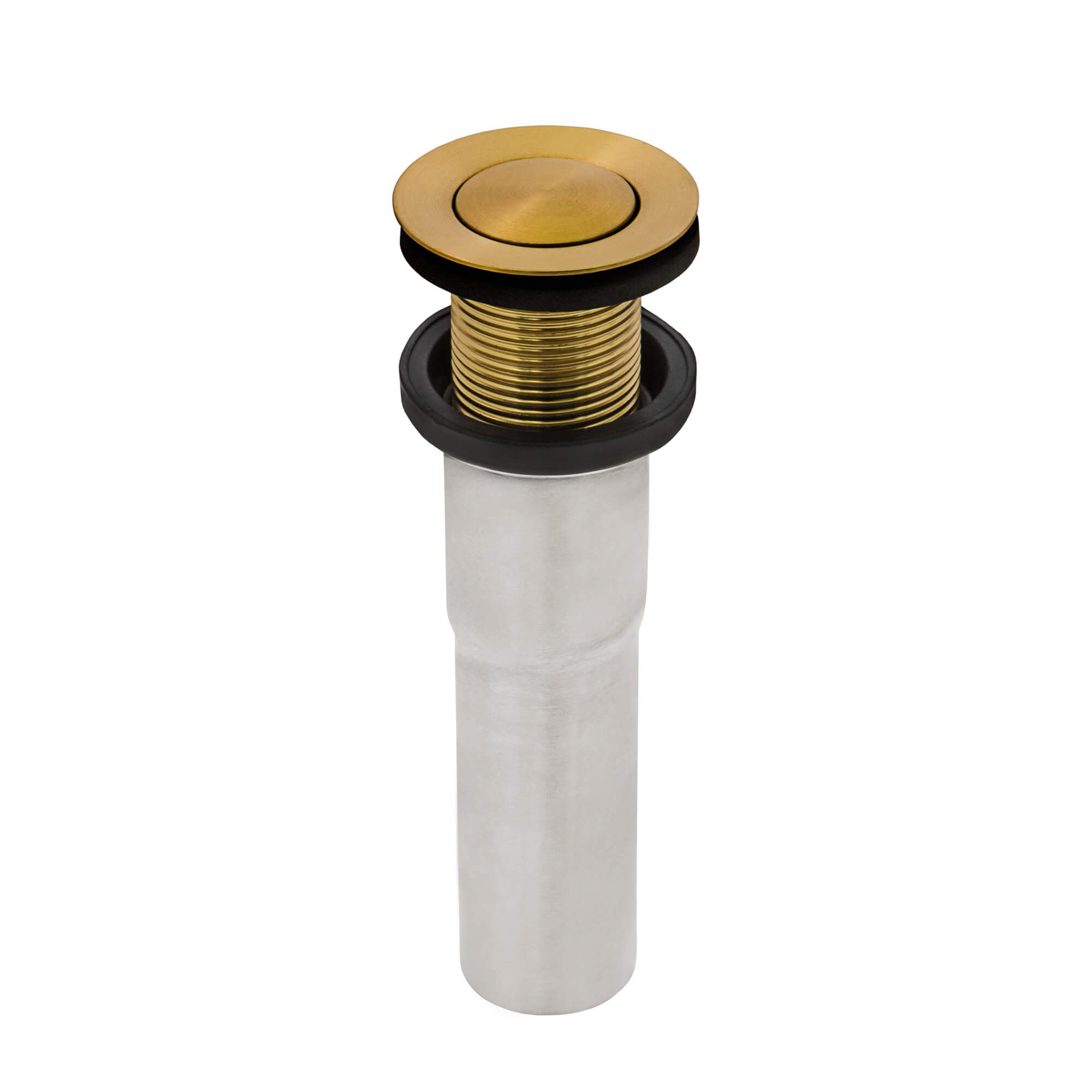 Push Pop-up Drain for Bathroom Sinks without Overflow - Satin Brass Matte Gold - RVA5103GG view 2